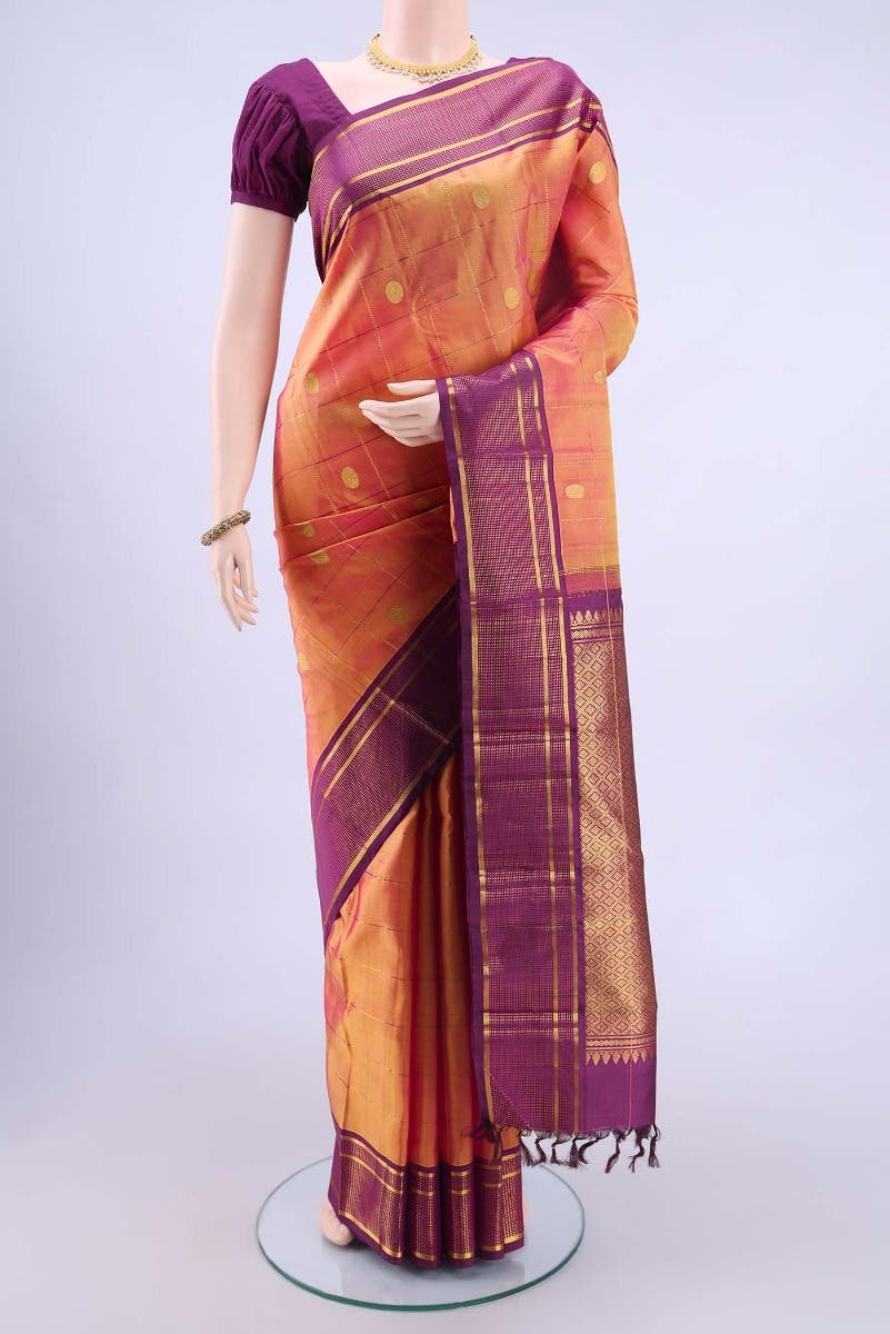Peach Kanchipuram Silk Saree