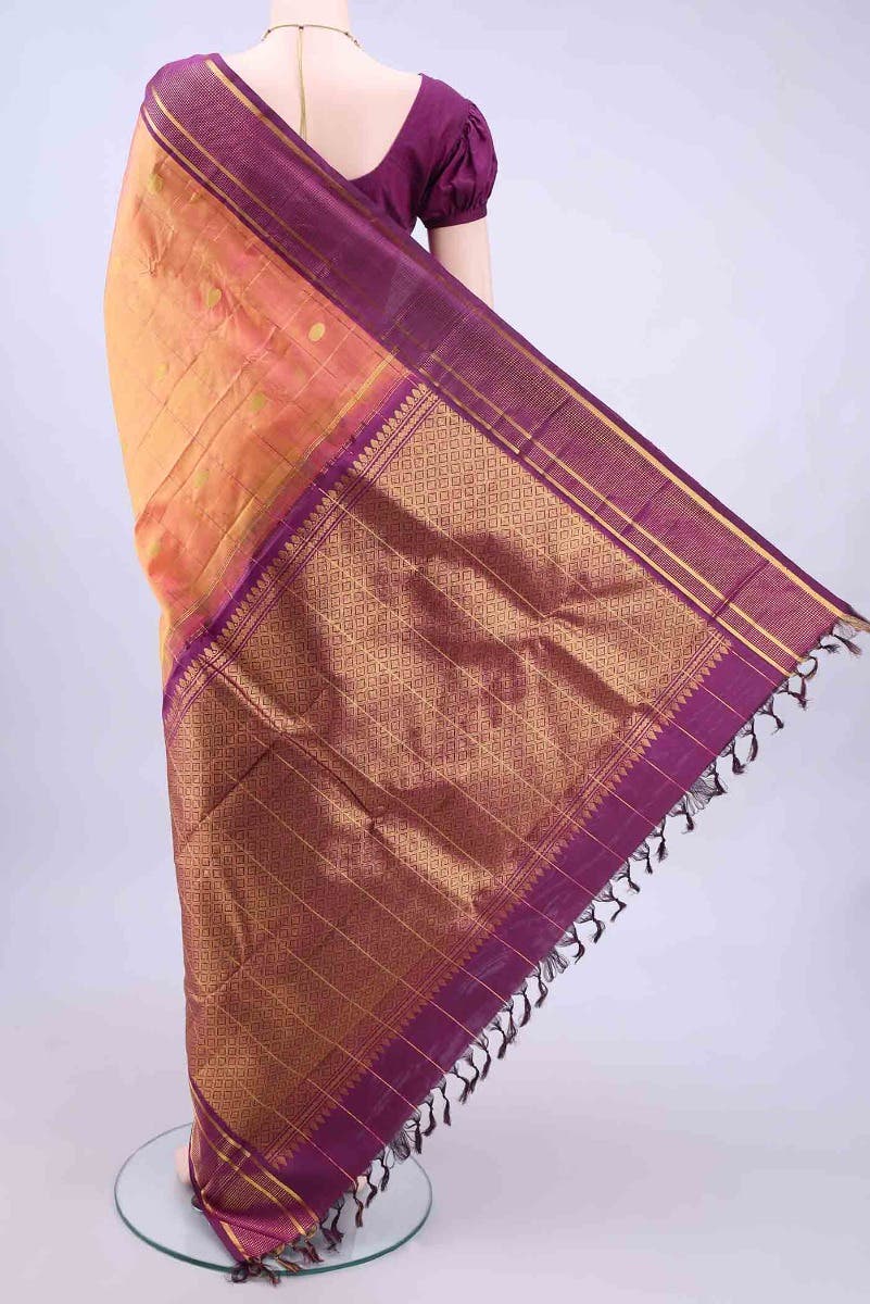 Peach Kanchipuram Silk Saree
