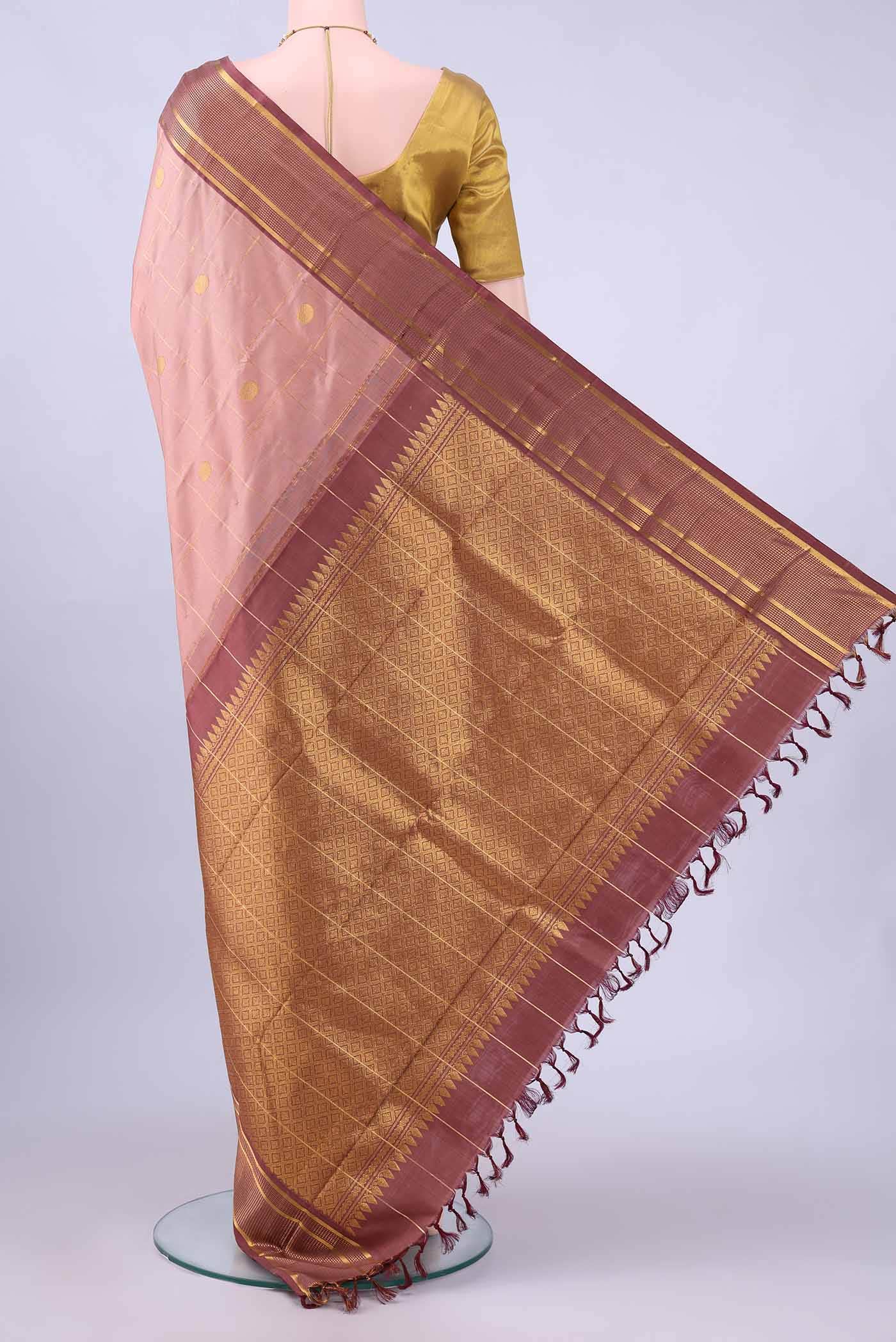 Peach Kanchipuram Silk Saree