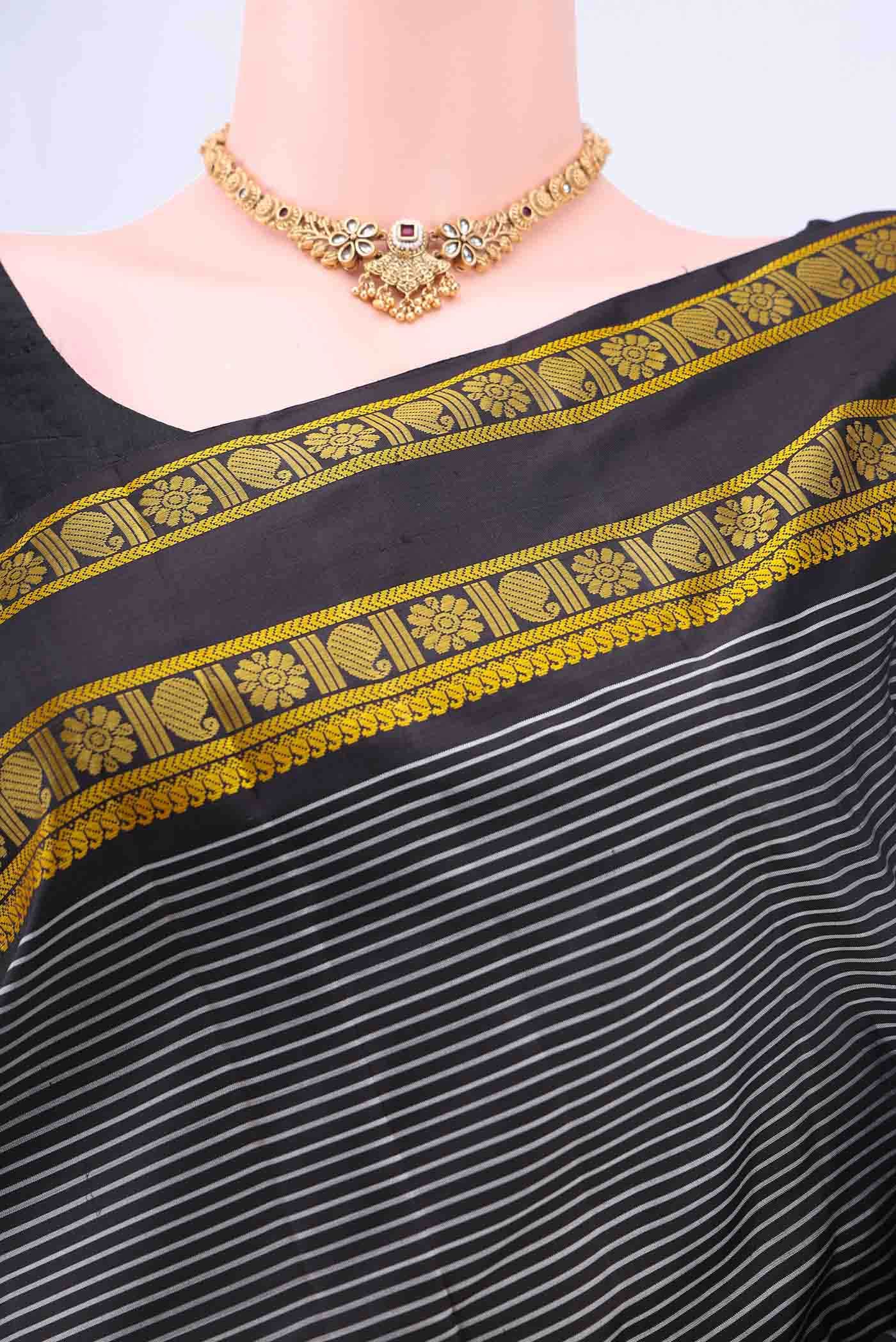 Black Kanchipuram Silk Saree