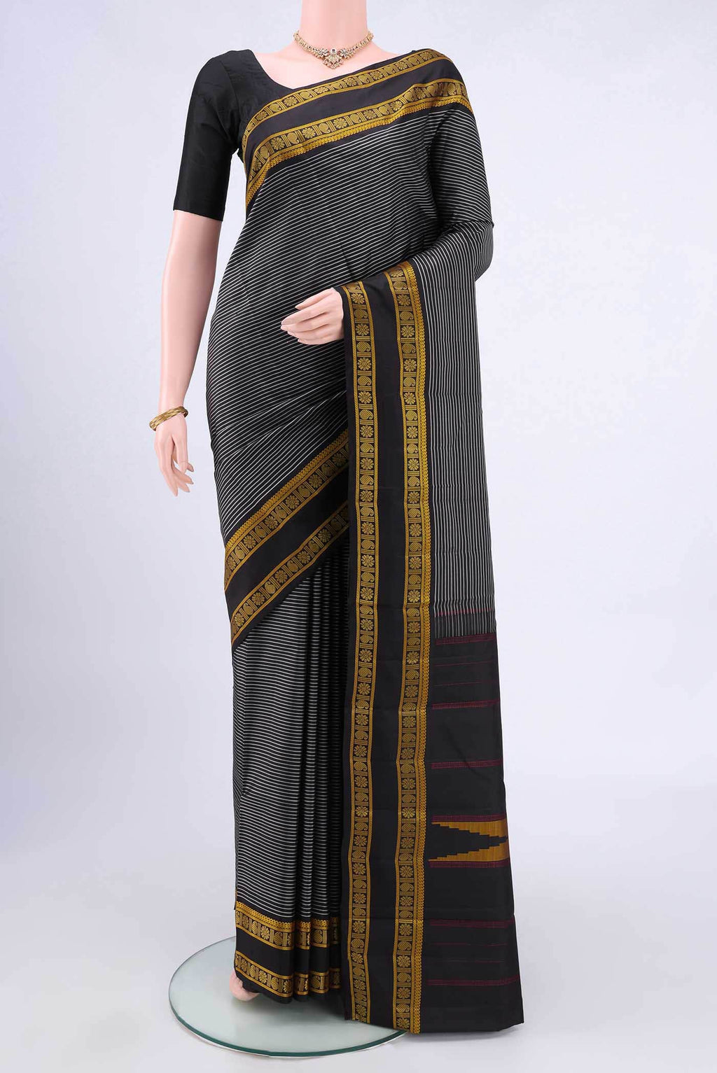 Black Kanchipuram Silk Saree