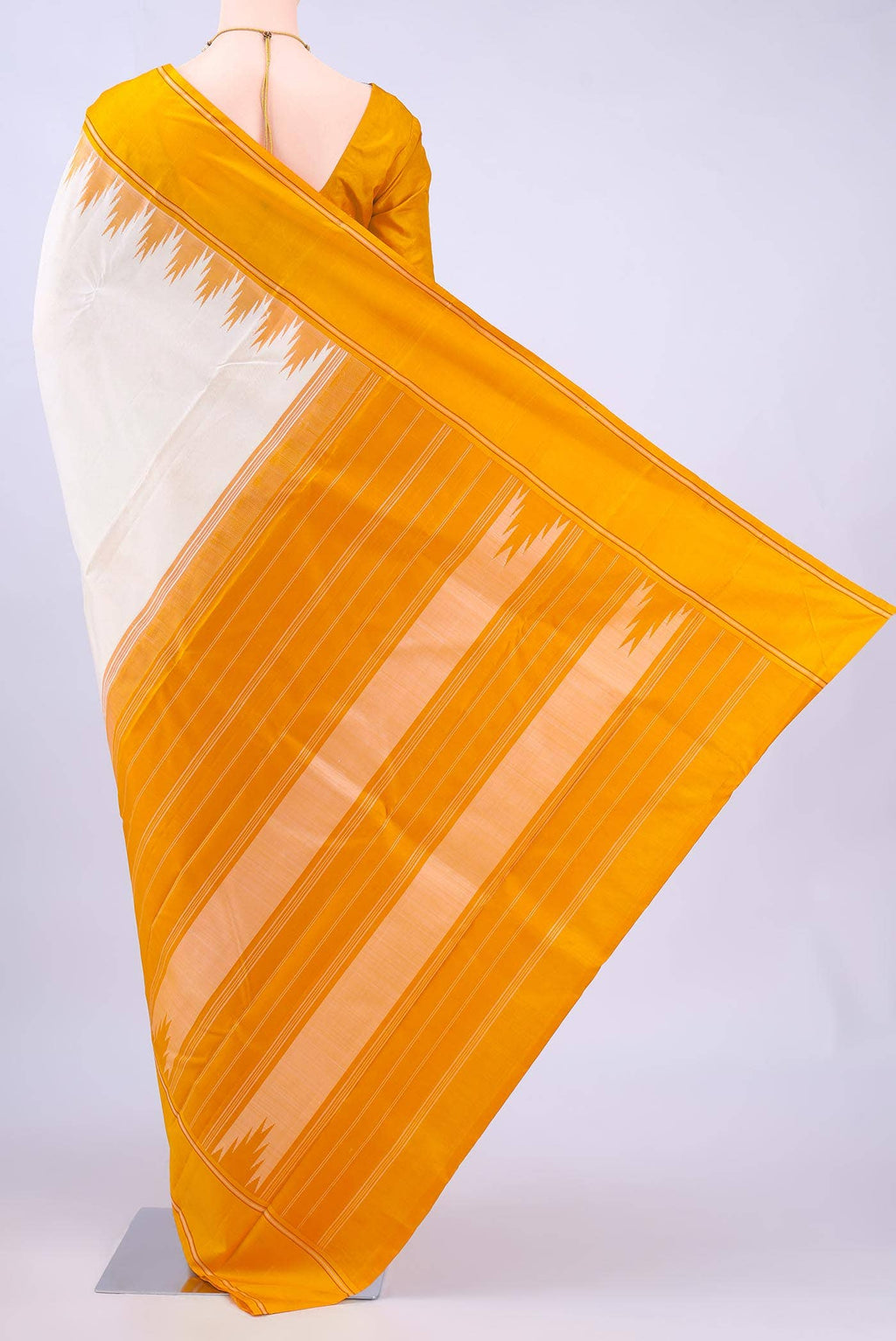 Off White Kanchipuram Silk Saree