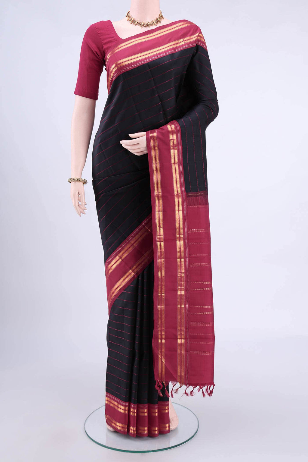 Black Kanchipuram Silk Saree