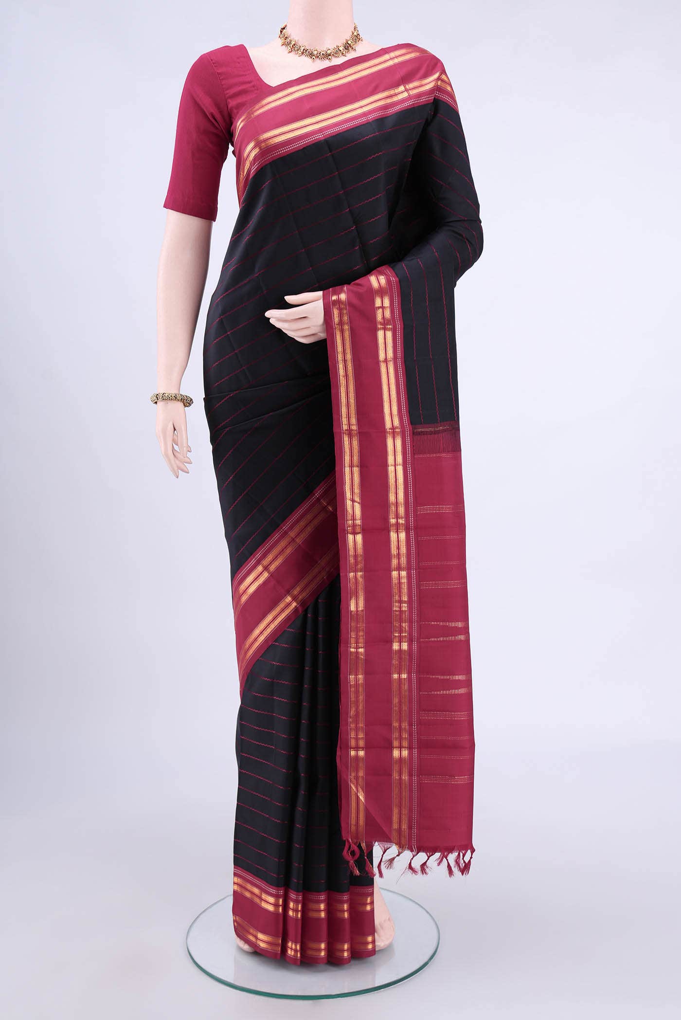 Black Kanchipuram Silk Saree