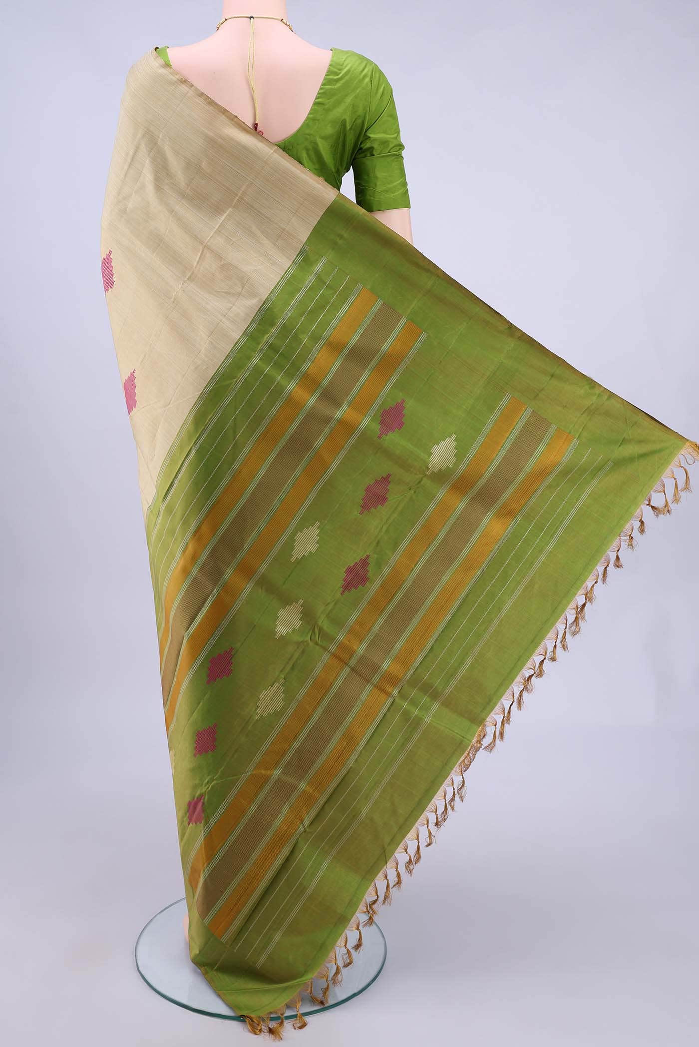Beige Kanchipuram Silk Saree