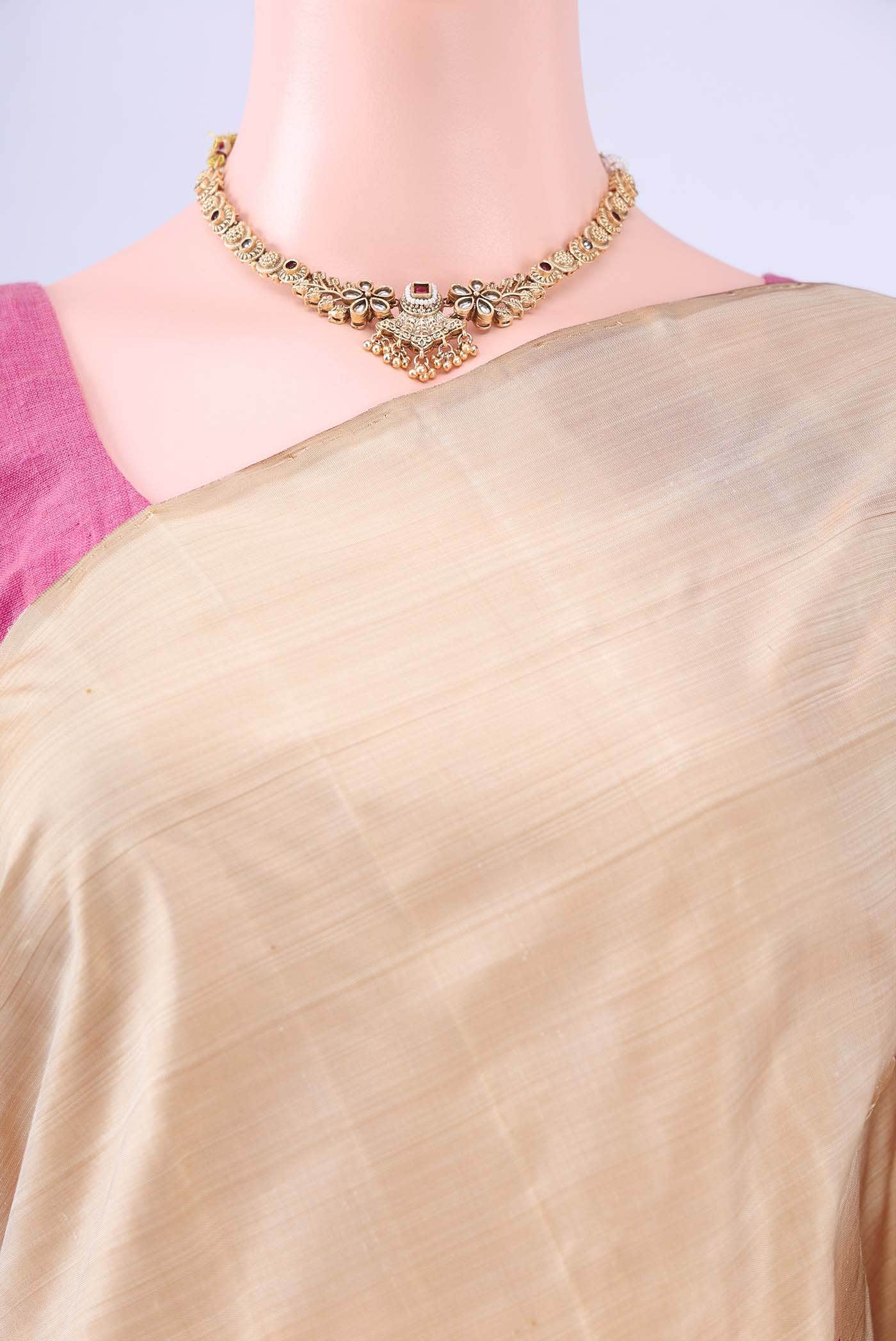 Beige Kanchipuram Silk Saree