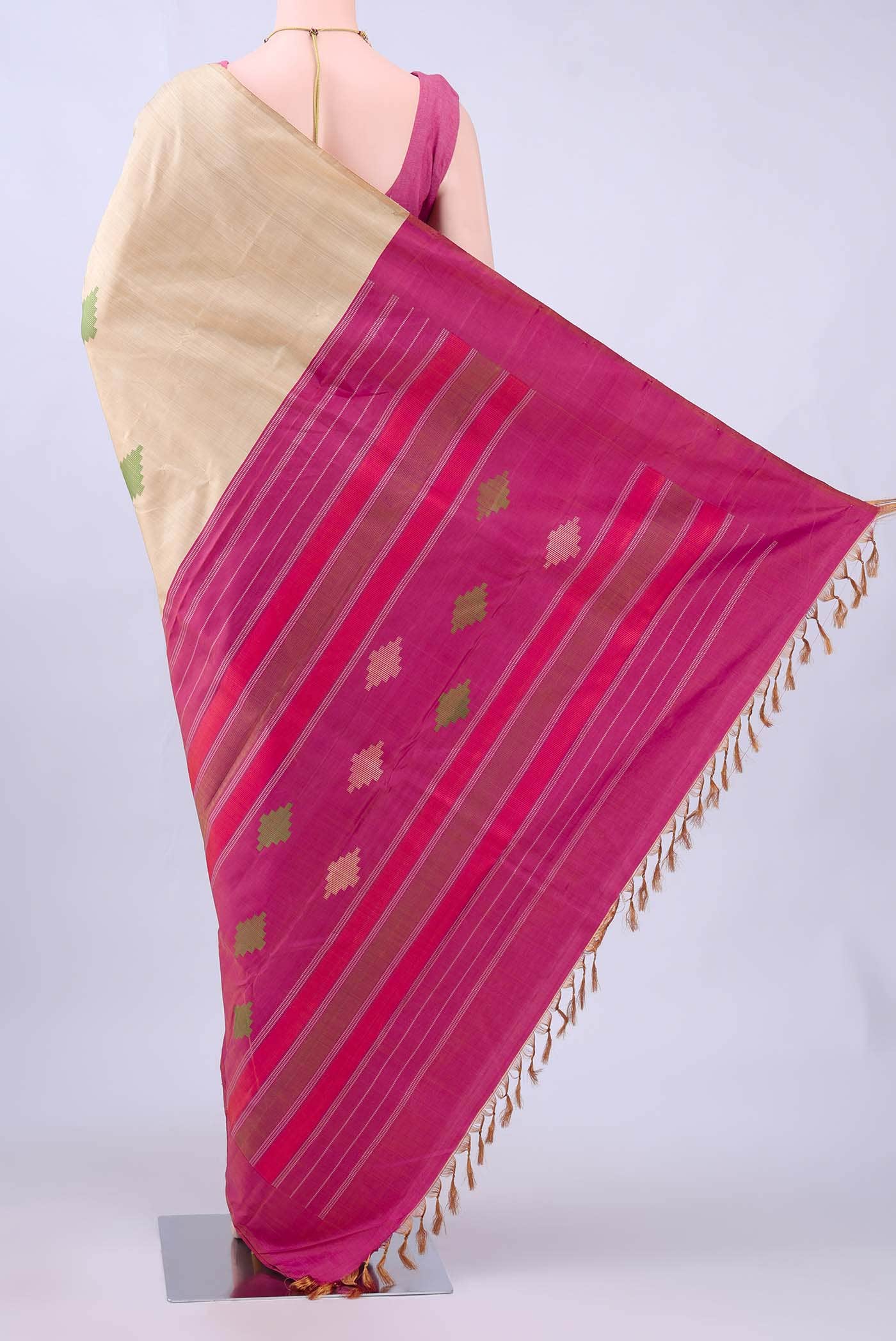 Beige Kanchipuram Silk Saree