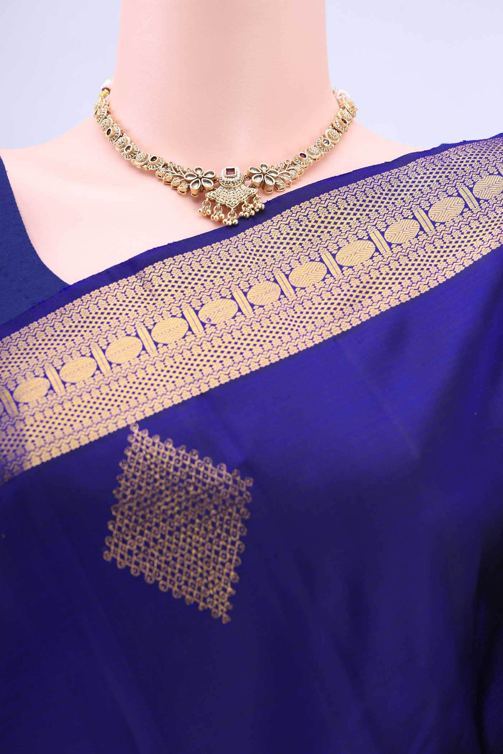 Navy Blue Kanchipuram Silk Saree