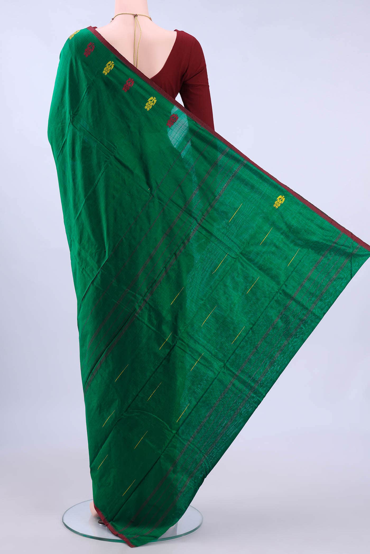 Bottle Green Kanchipuram Silk Saree