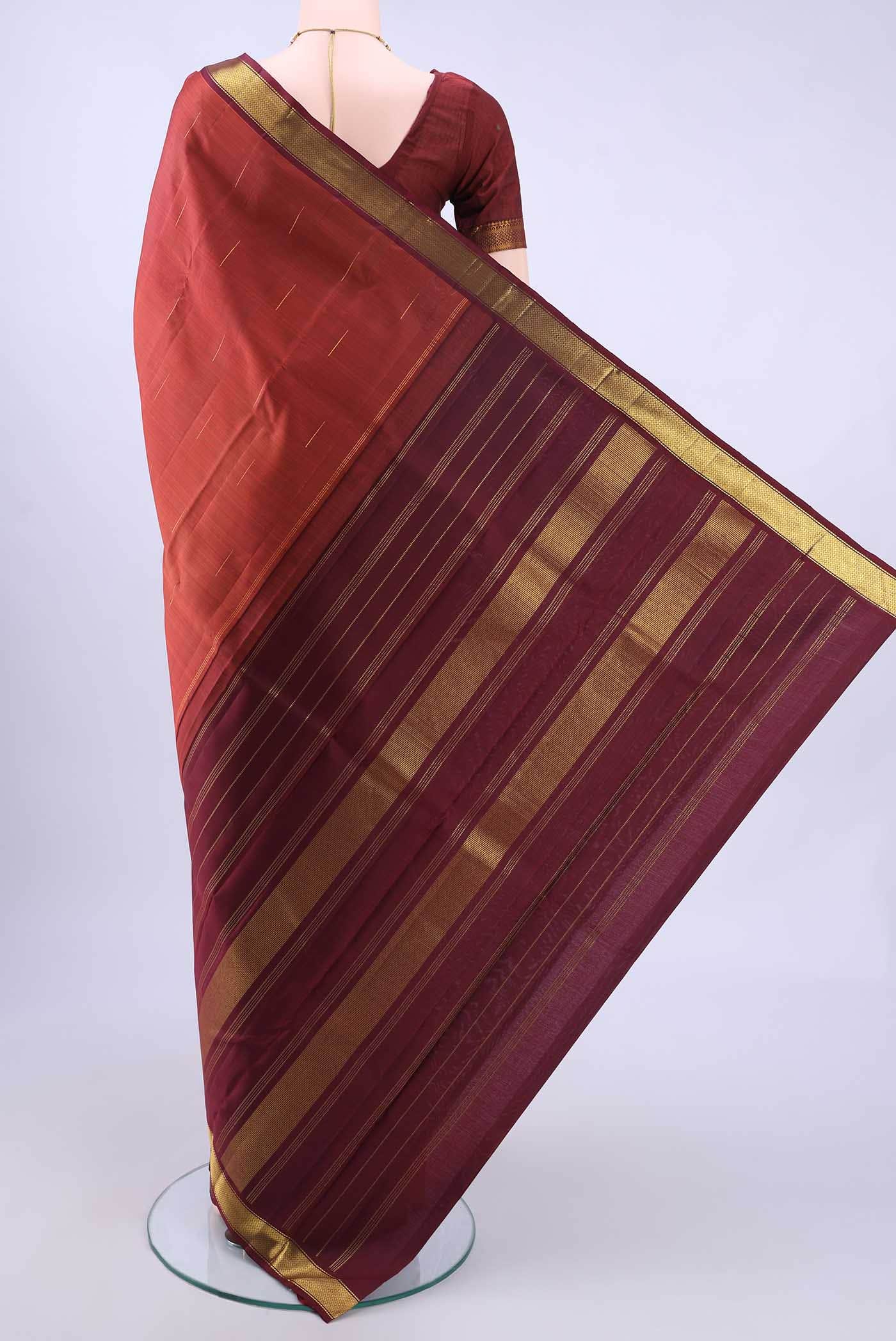 Rust Dual Tone Kanchipuram Silk Saree