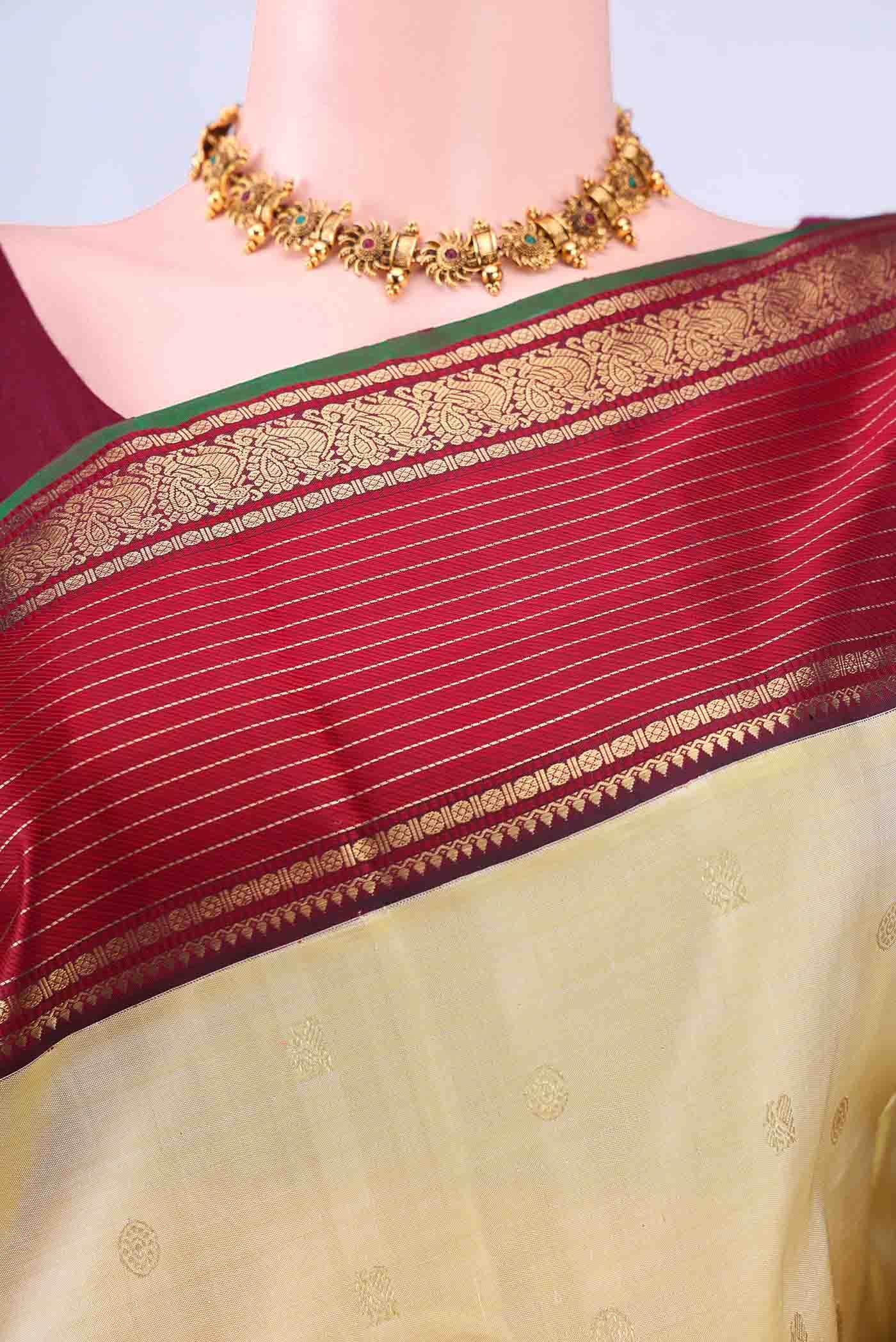 Cream Kanchipuram Silk Saree