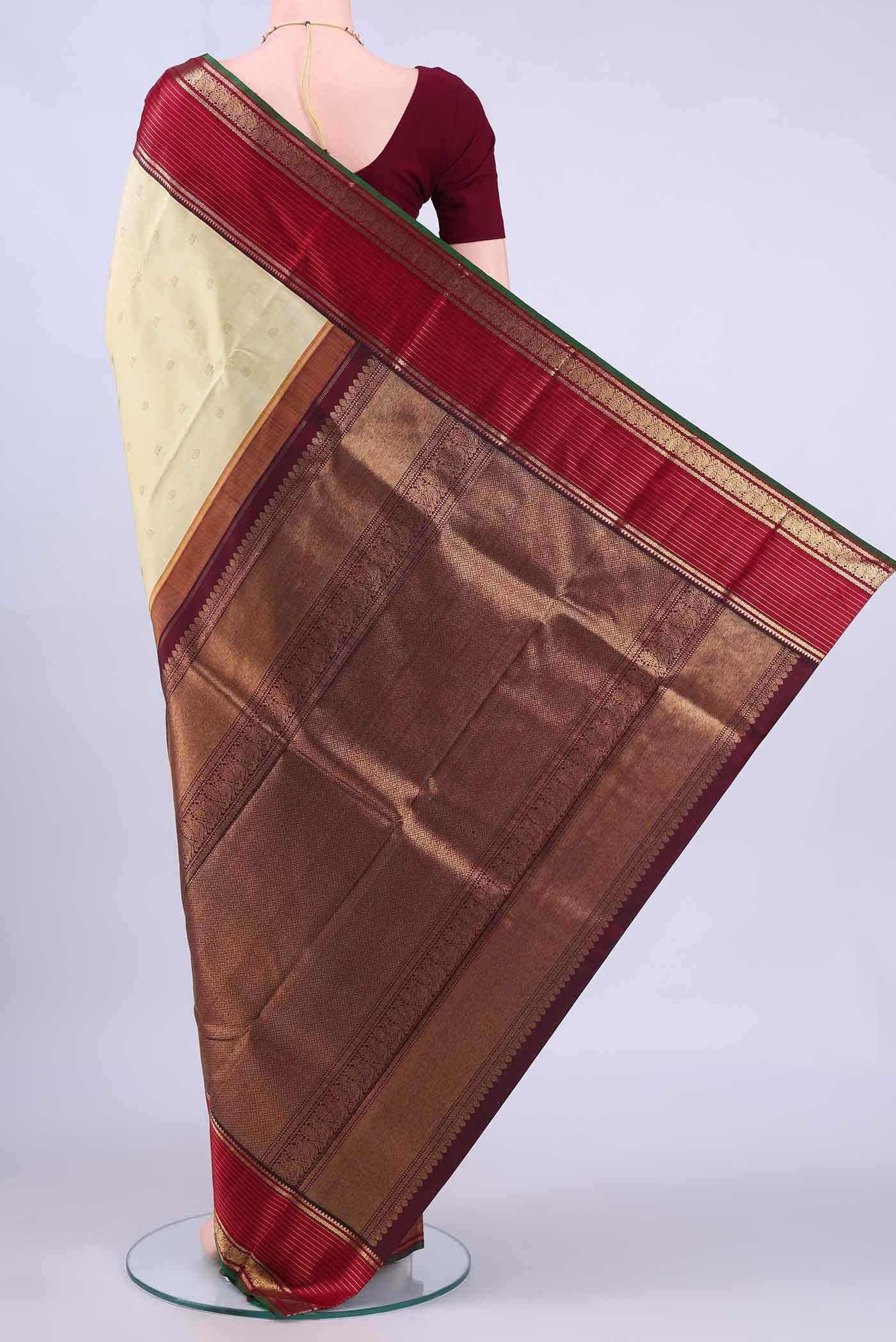 Cream Kanchipuram Silk Saree