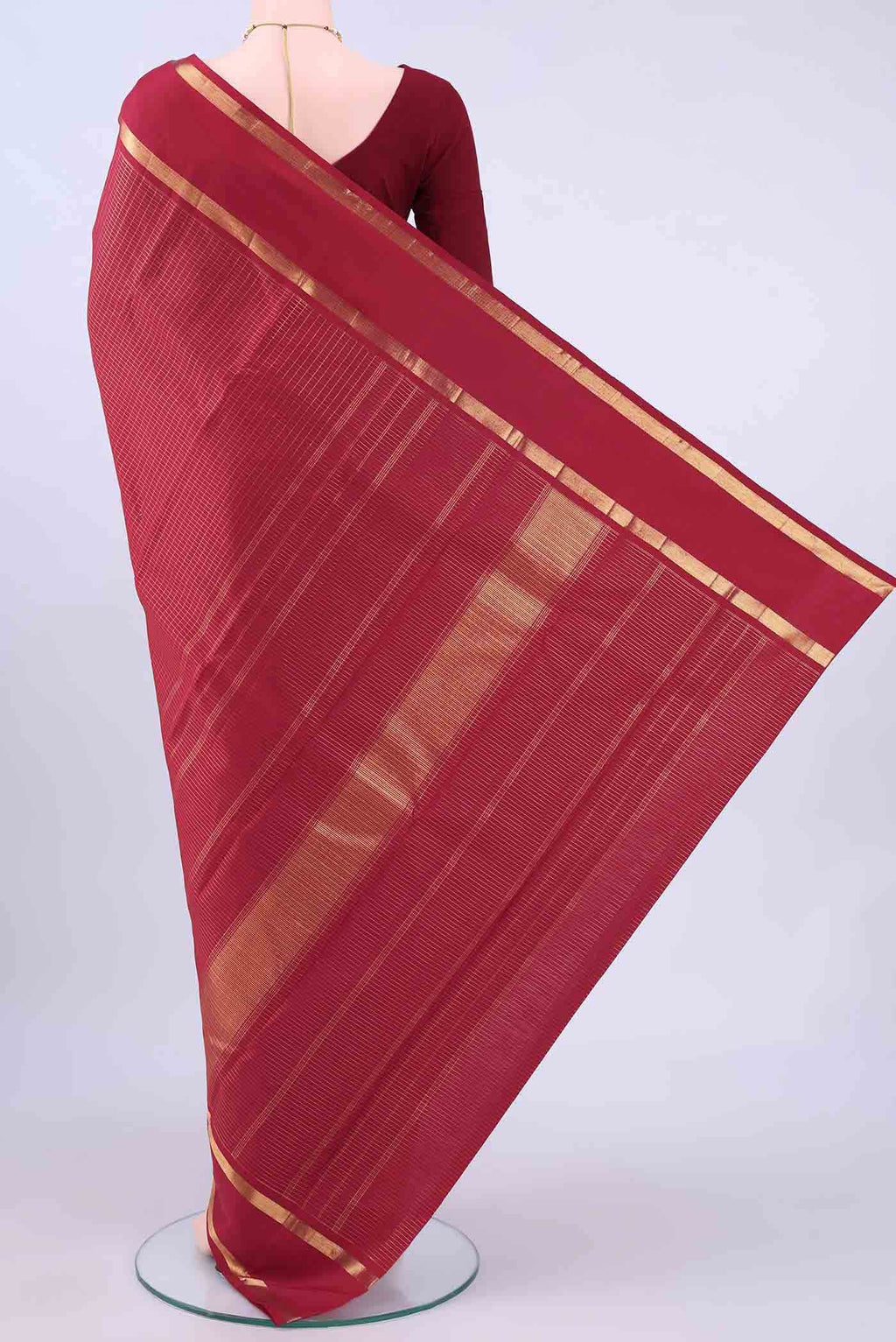 Pure Silk Pure Zari no Dual Tone Kanchipuram Saree