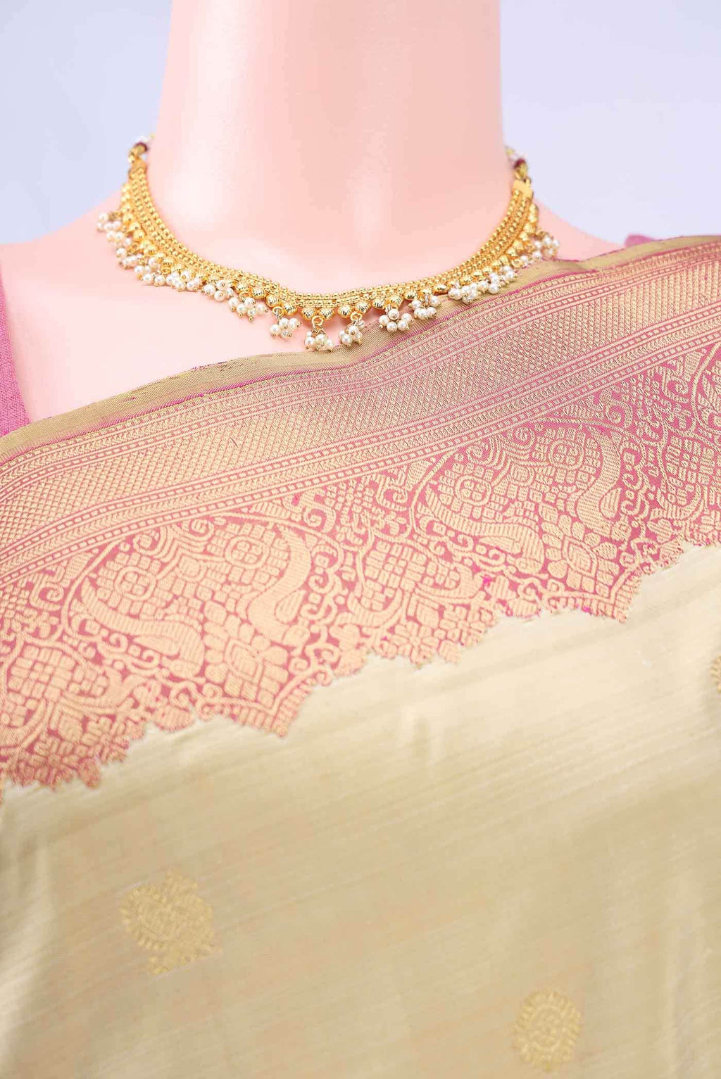 Beige Kanchipuram Saree