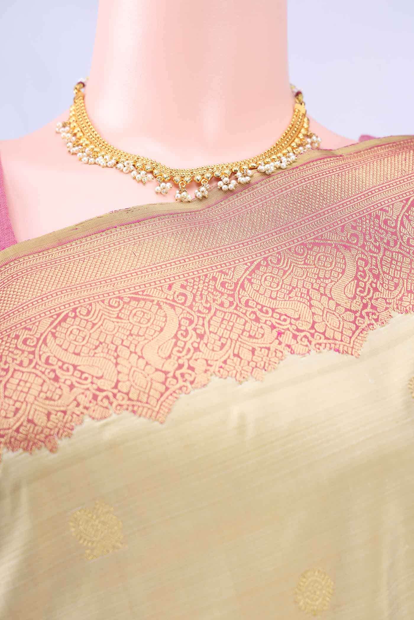 Beige Kanchipuram Saree