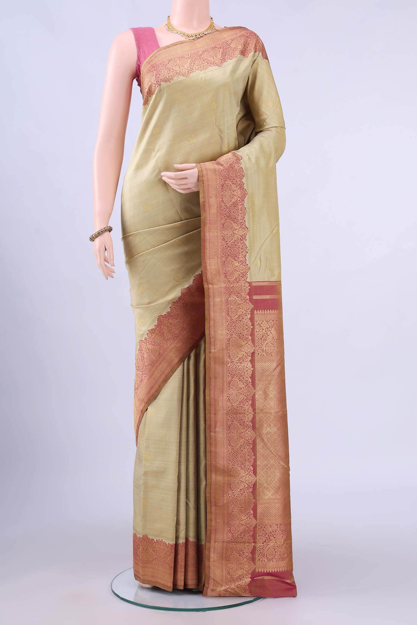 Beige Kanchipuram Saree