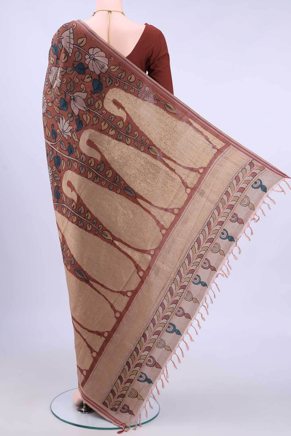 Rust kalamkari Saree