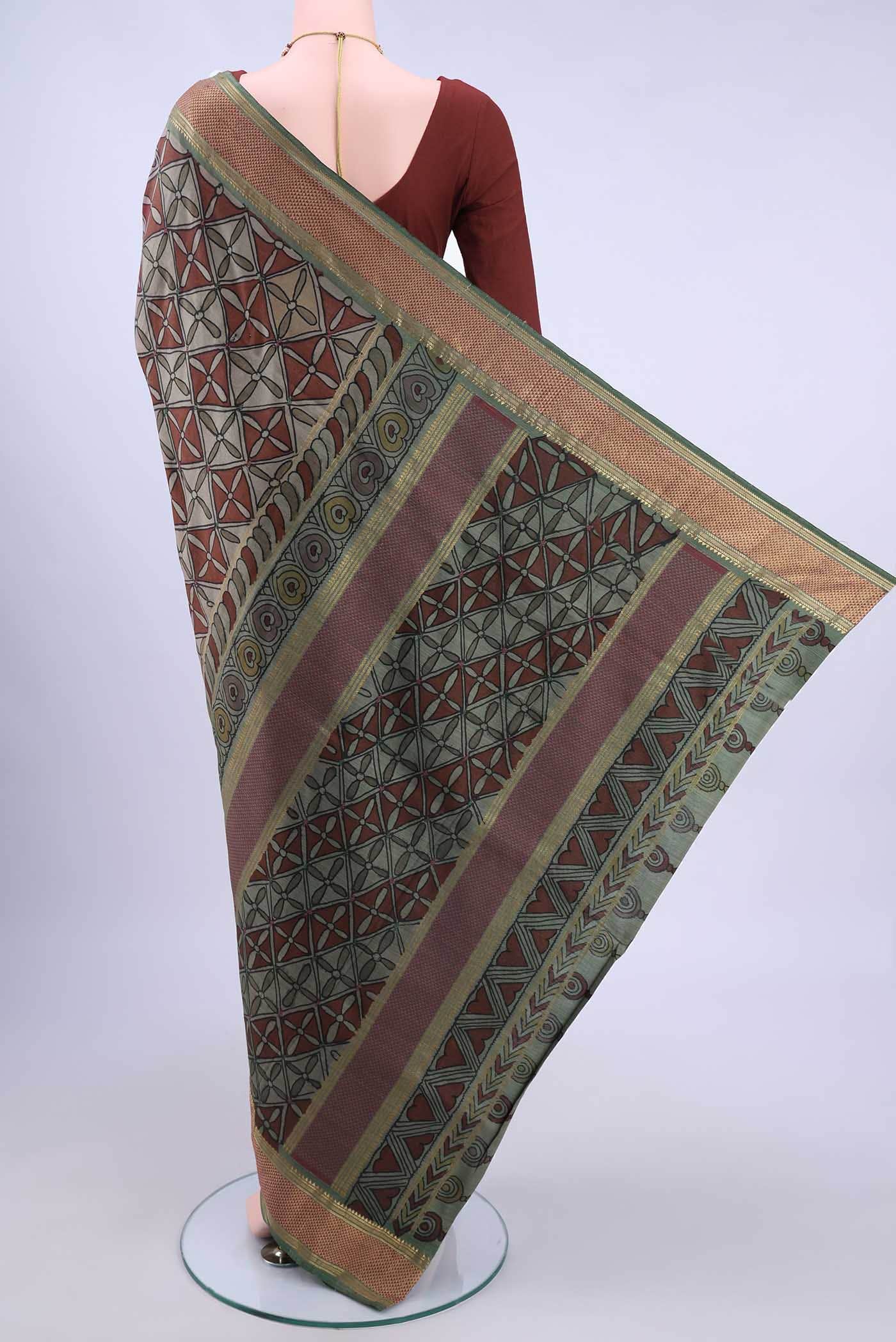 Davys Grey kalamkari Saree