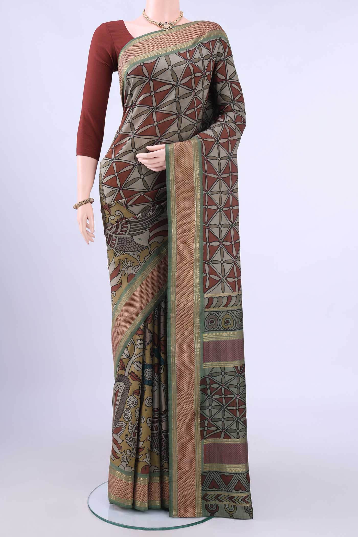 Davys Grey kalamkari Saree