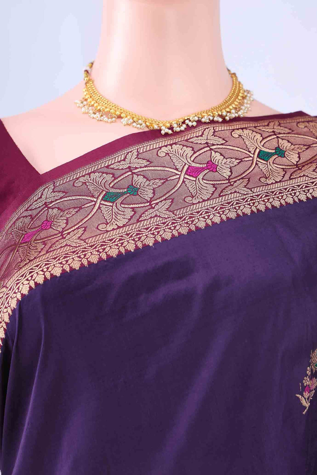 Burgundy Dual Tone Banarasi Katan Silk Saree