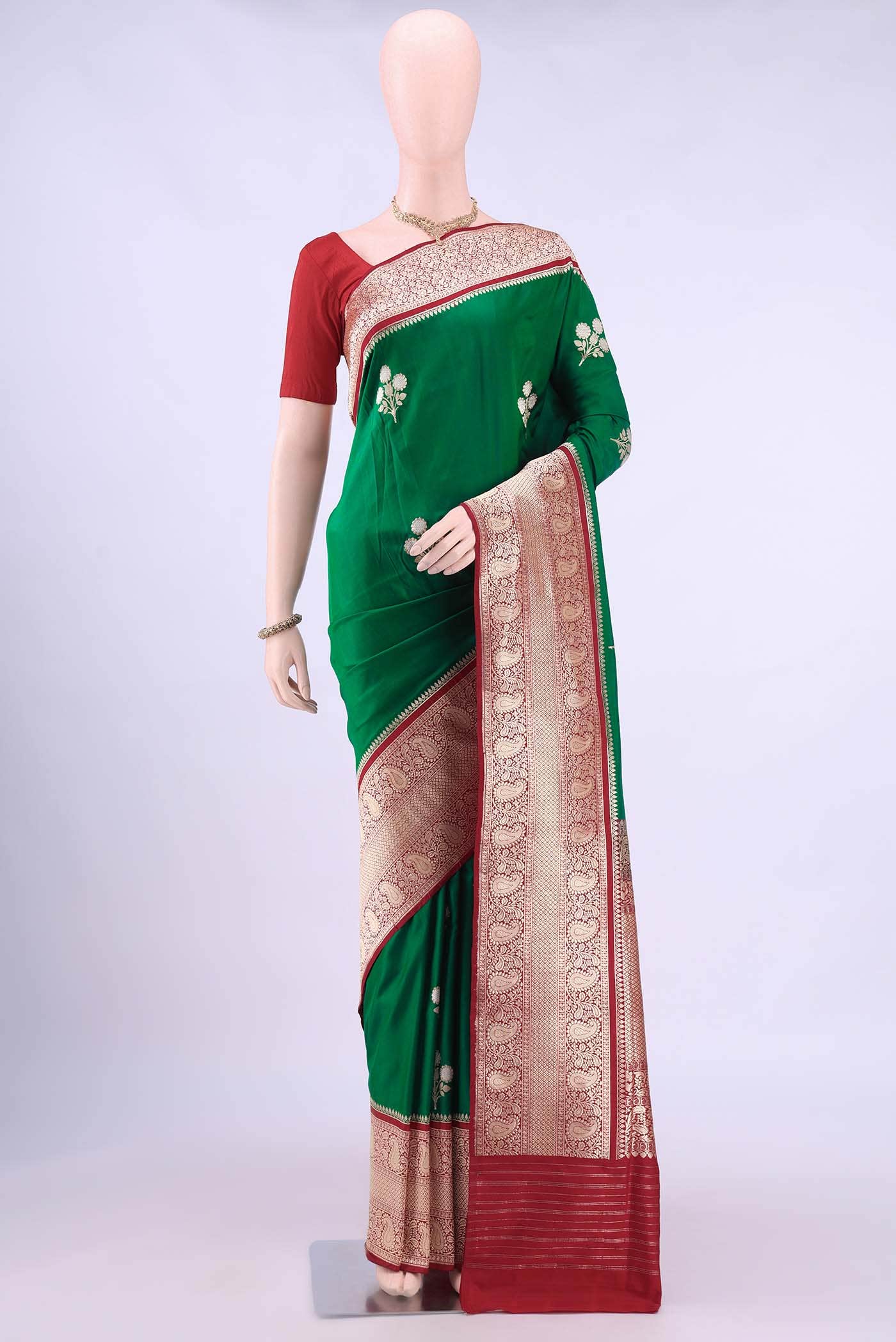 Bottle Green Banarasi Silk Saree