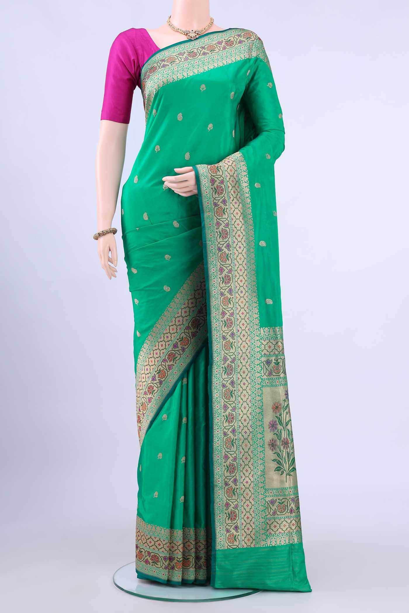 Sea Green Banarasi Silk Saree