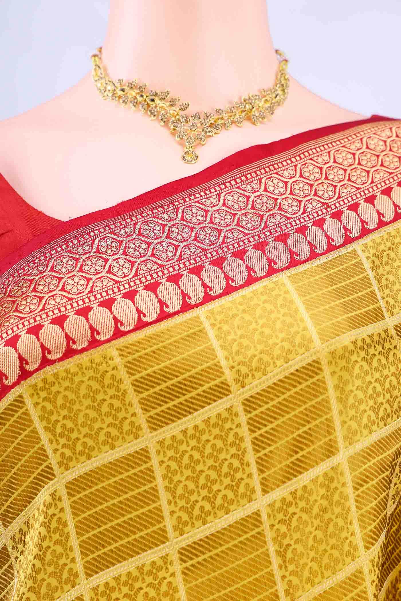 Mustard Banarasi Silk Saree