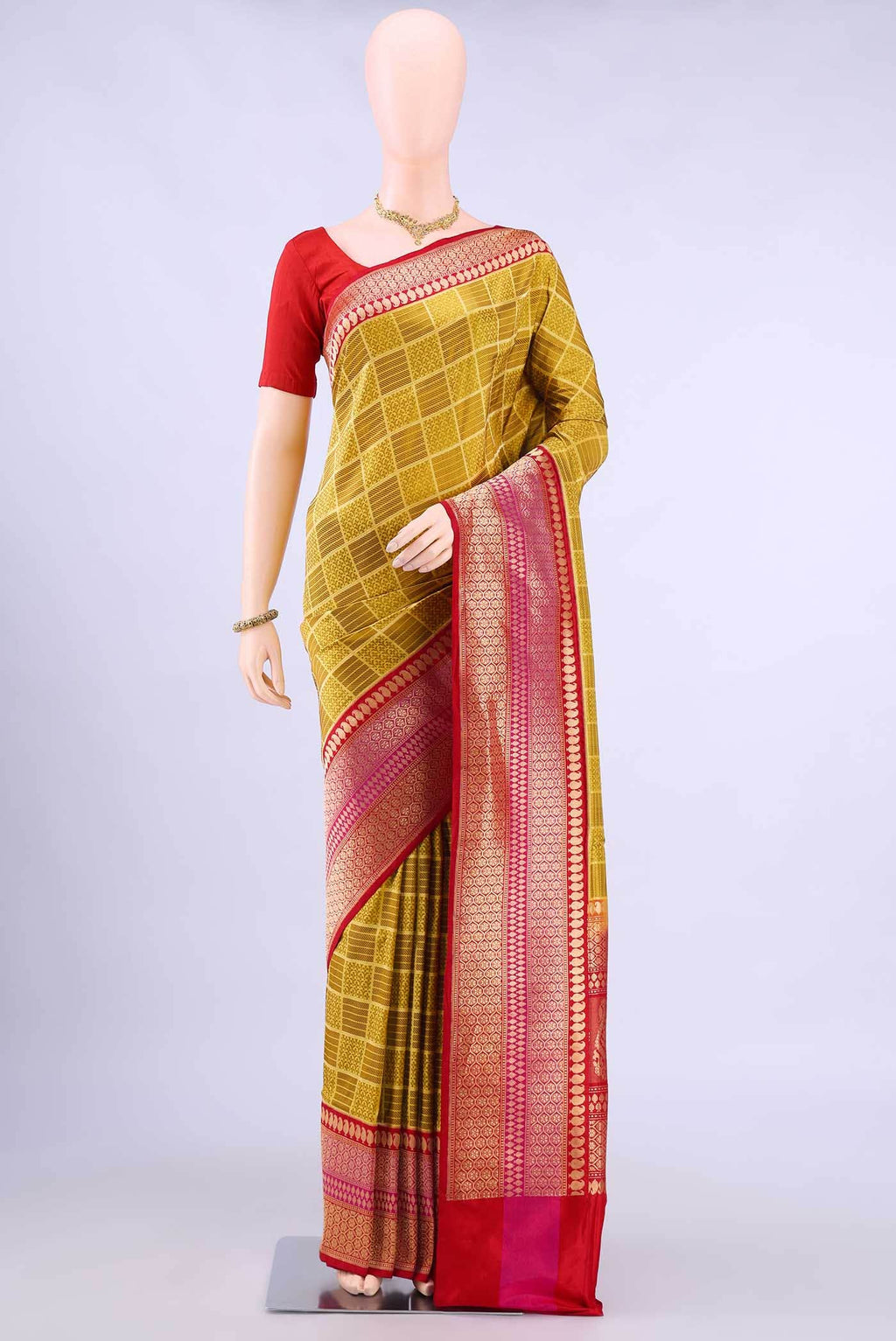 Mustard Banarasi Silk Saree