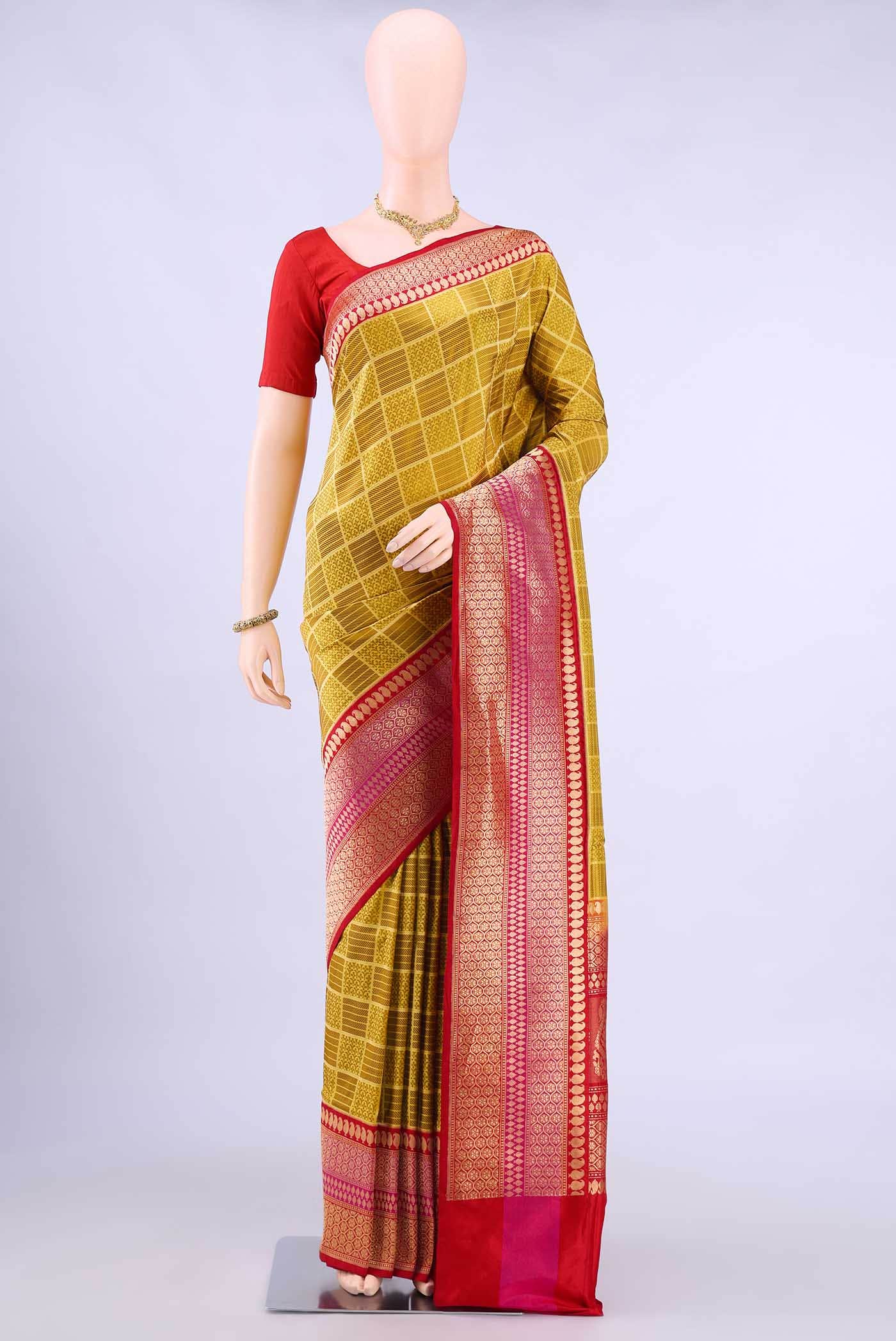 Mustard Banarasi Silk Saree