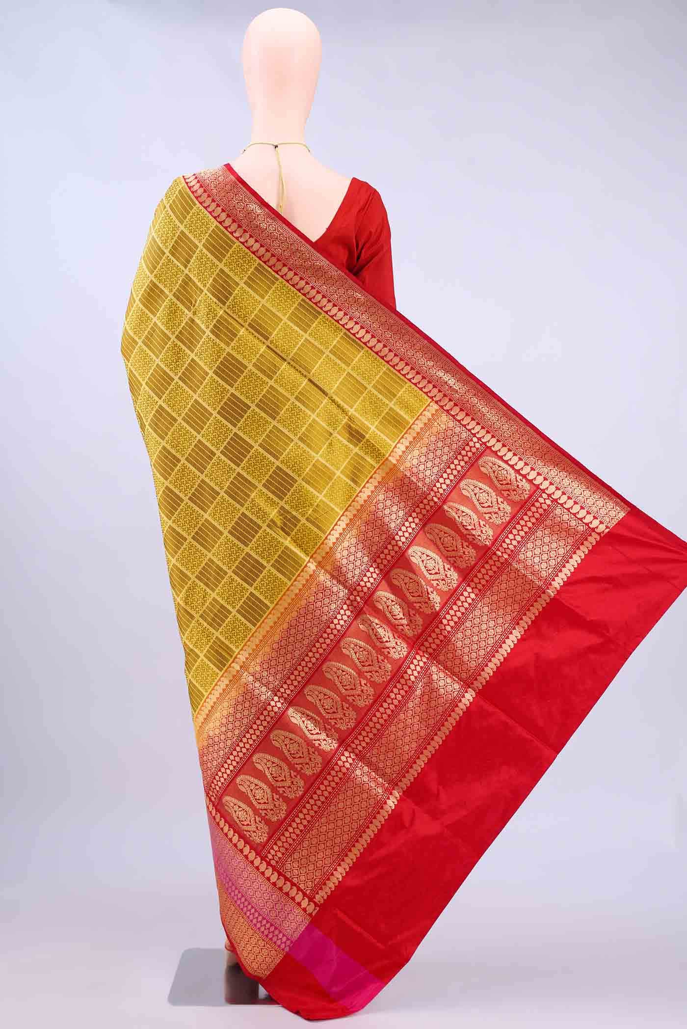 Mustard Banarasi Silk Saree