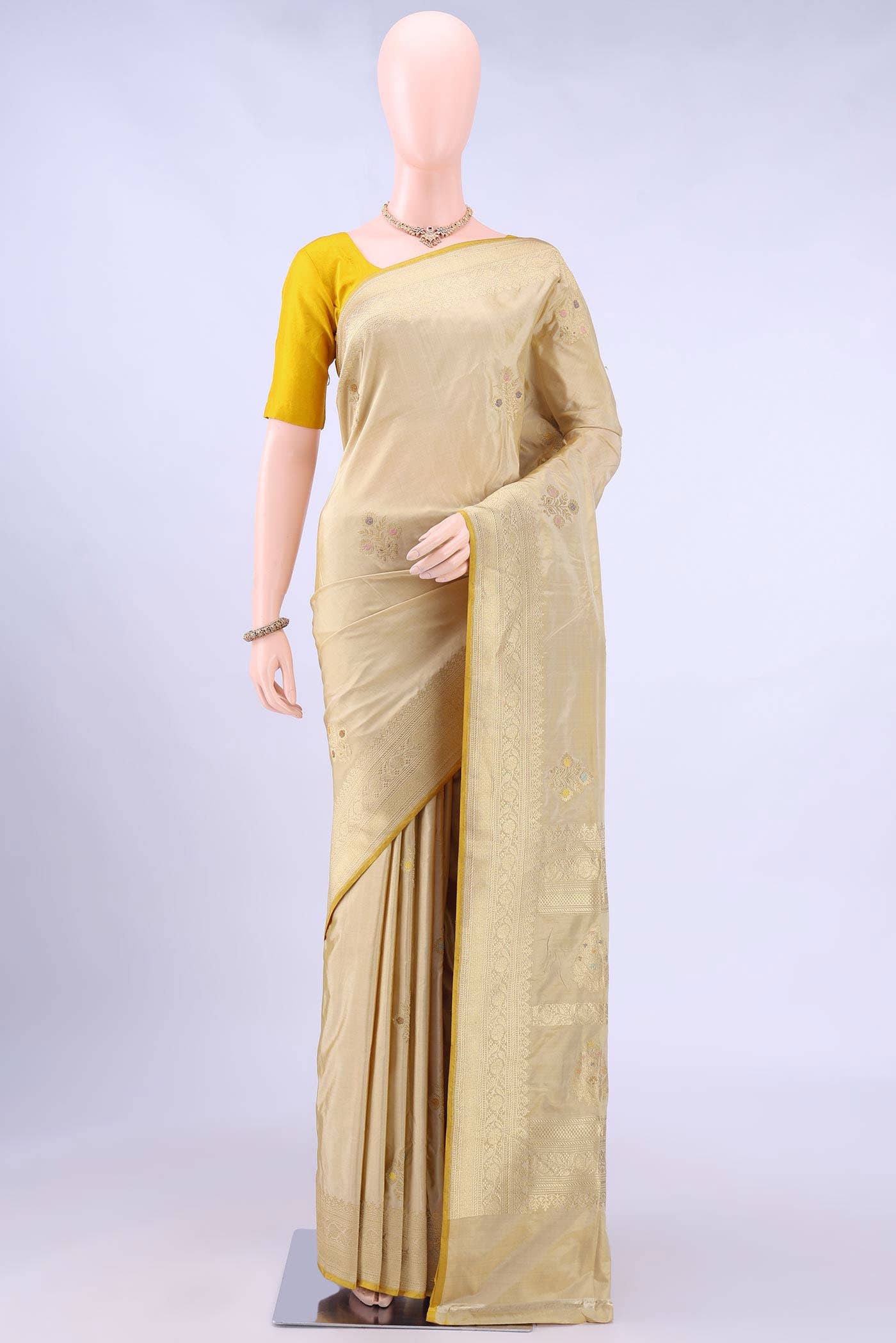Beige Banarasi Silk Saree