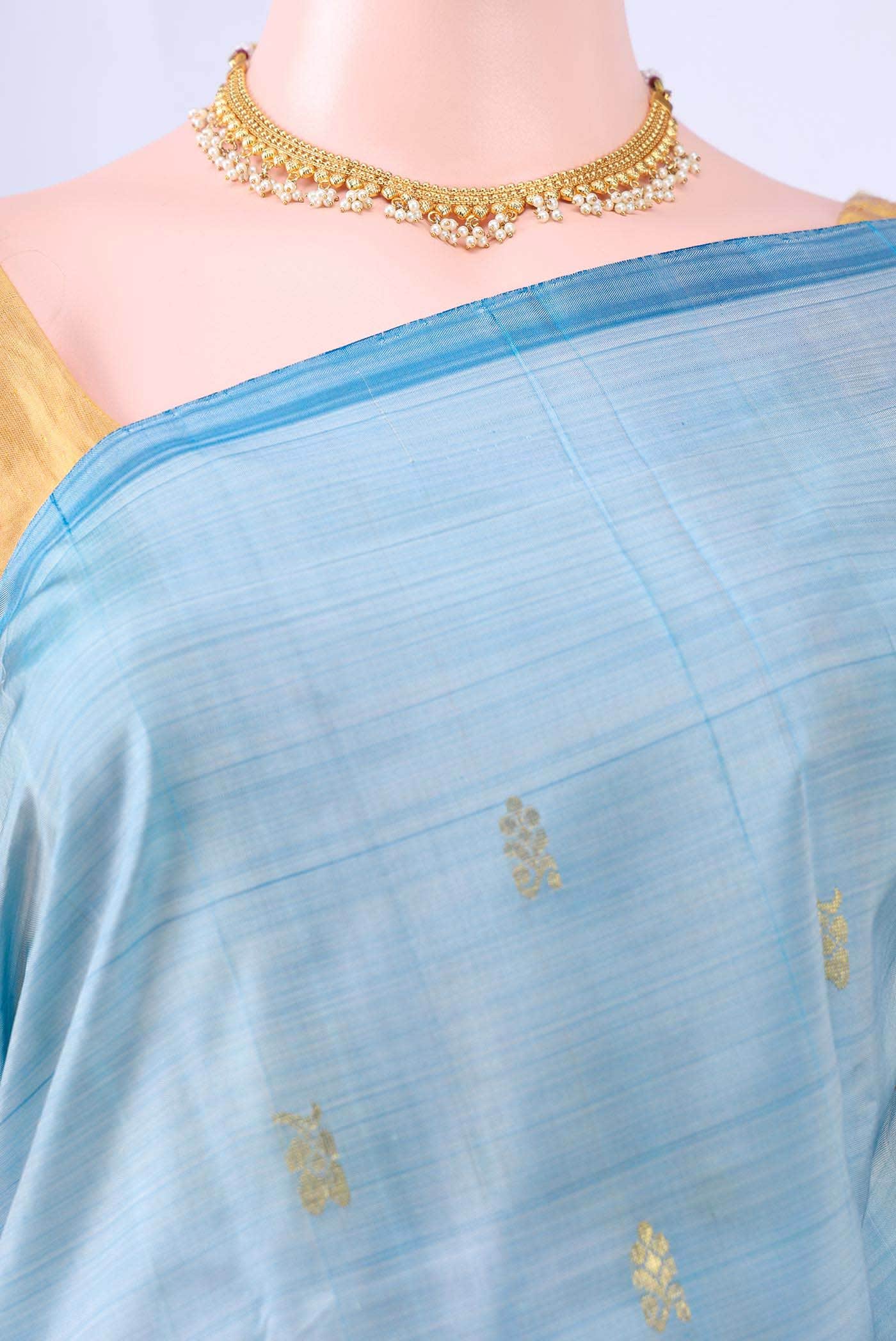 Sky Blue Kanchipuram Saree