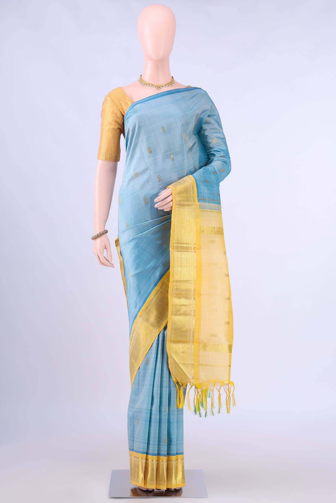 Sky Blue Kanchipuram Saree