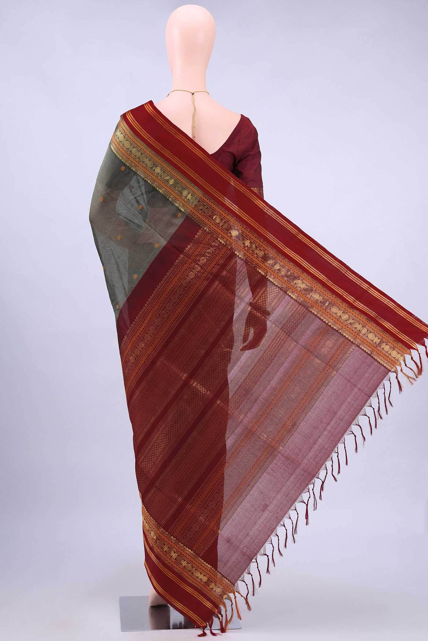 Davys Grey Silk Cotton Saree
