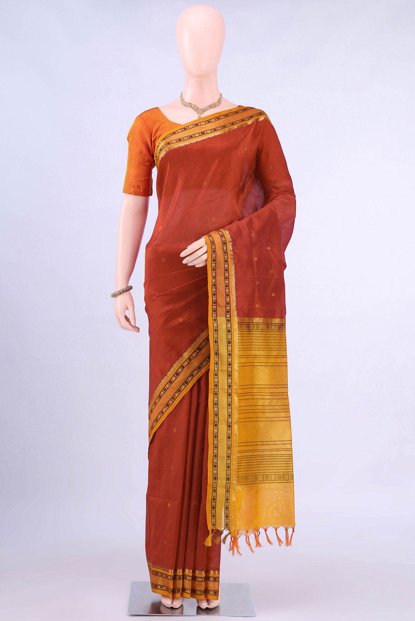 Rust Silk Cotton Saree