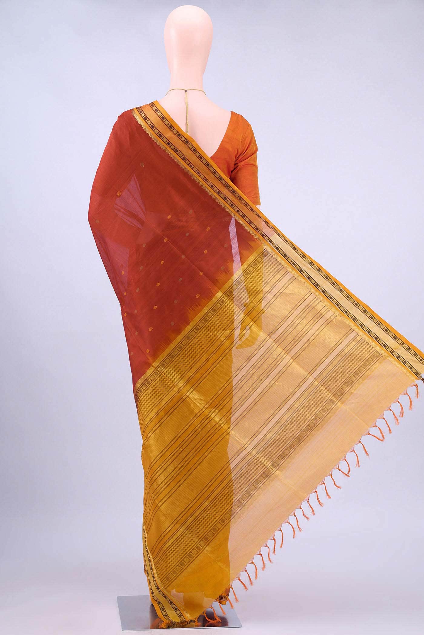 Rust Silk Cotton Saree