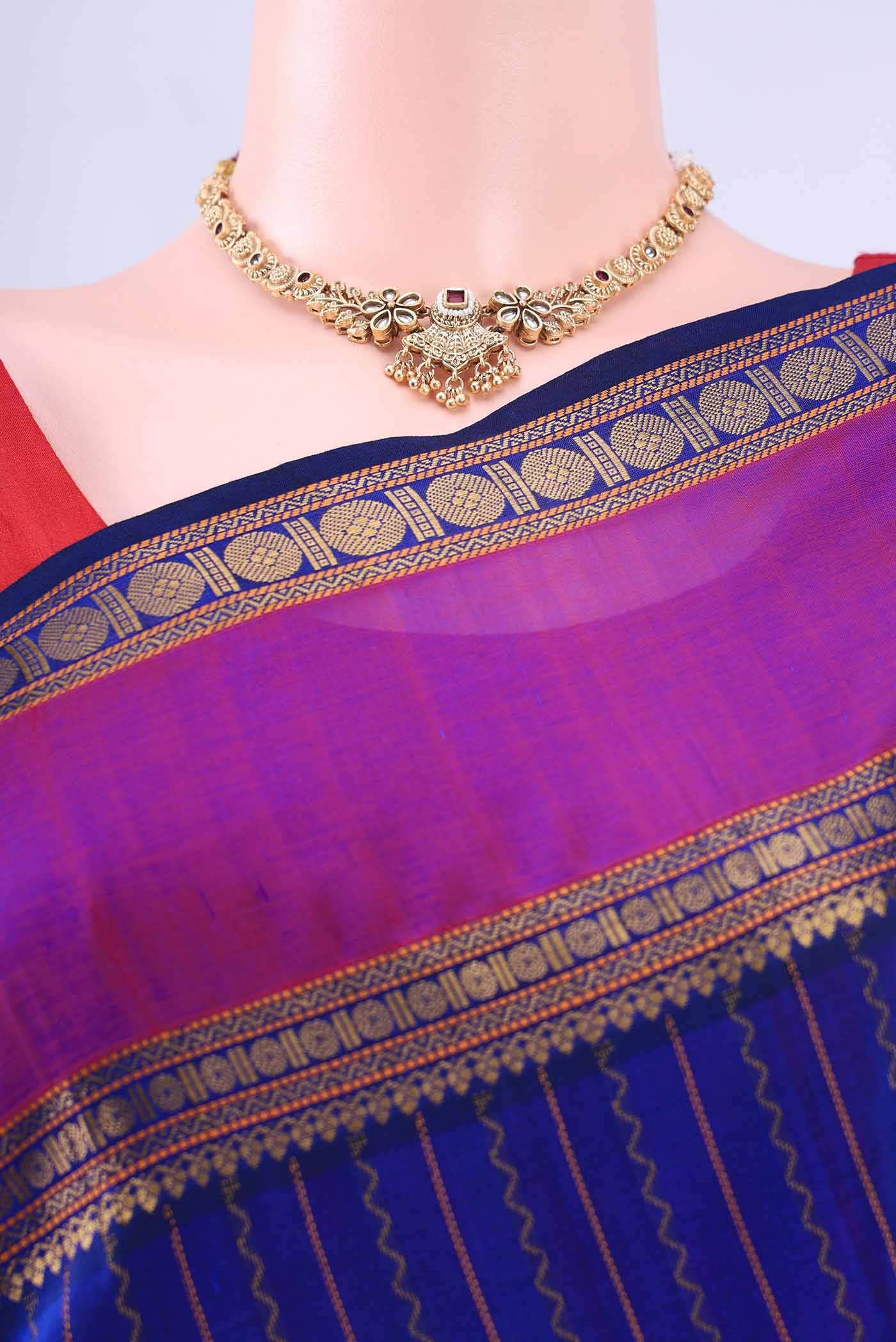 Navy Blue Silk Cotton Saree