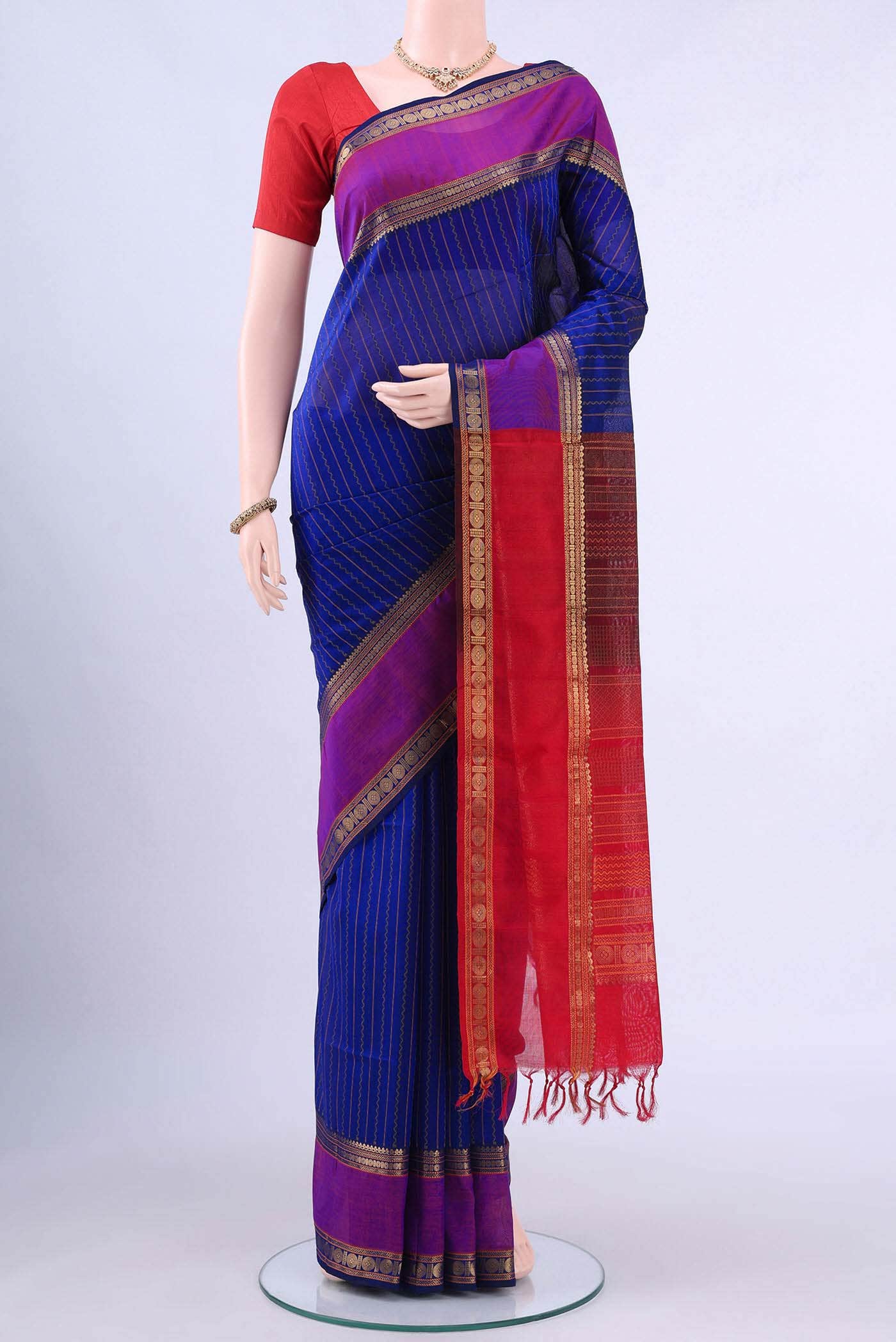 Navy Blue Silk Cotton Saree