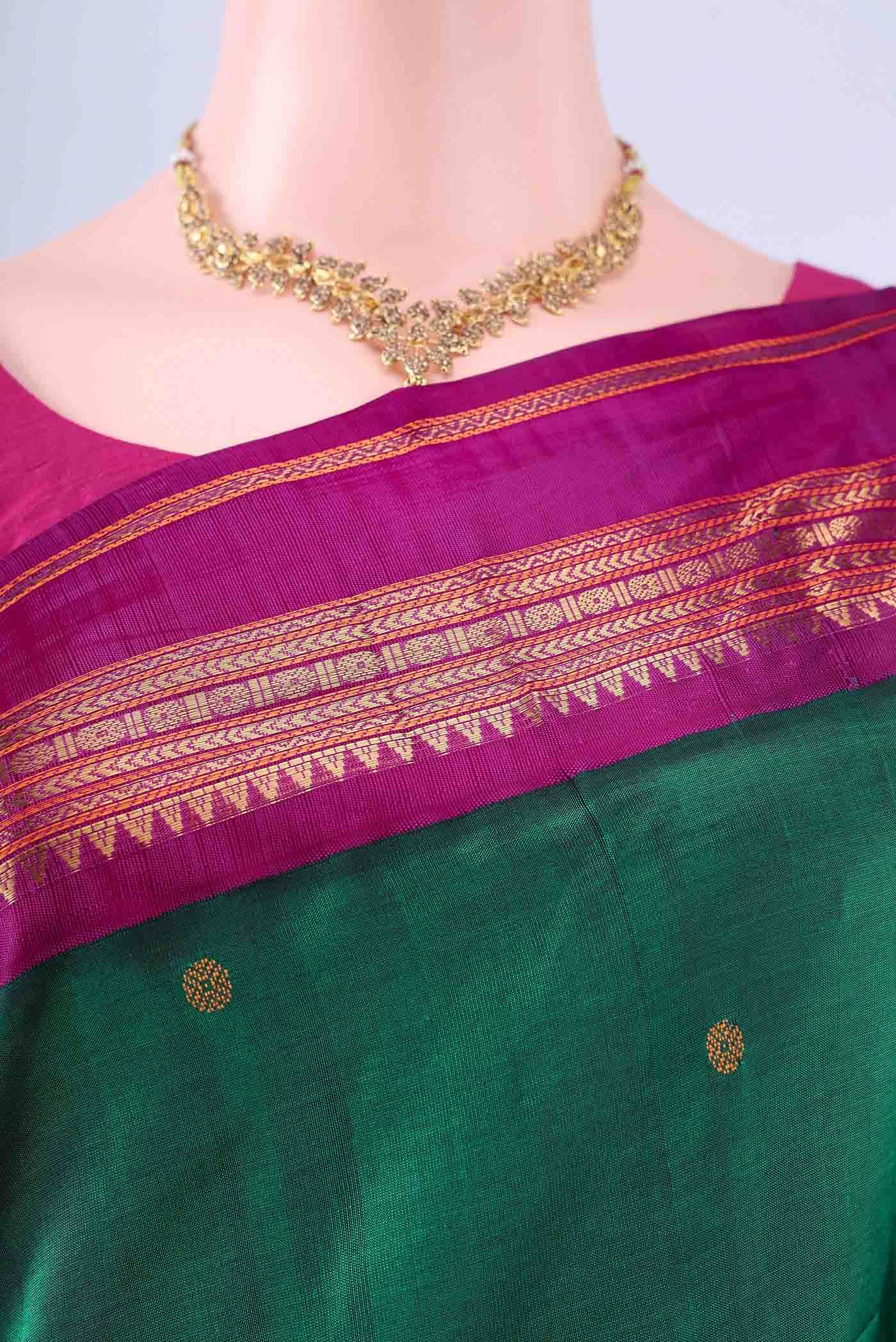Bottle Green Silk Cotton Saree