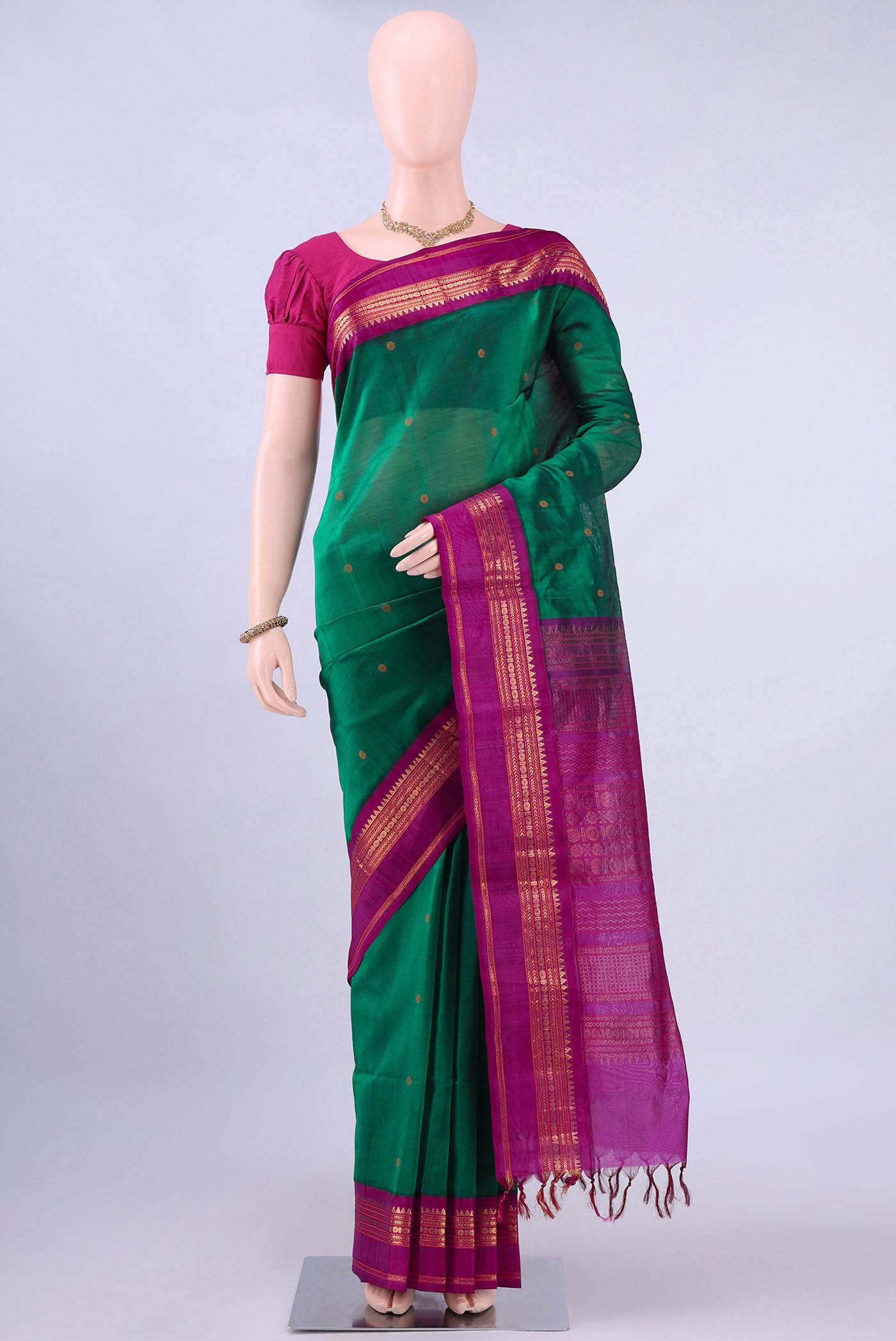 Bottle Green Silk Cotton Saree