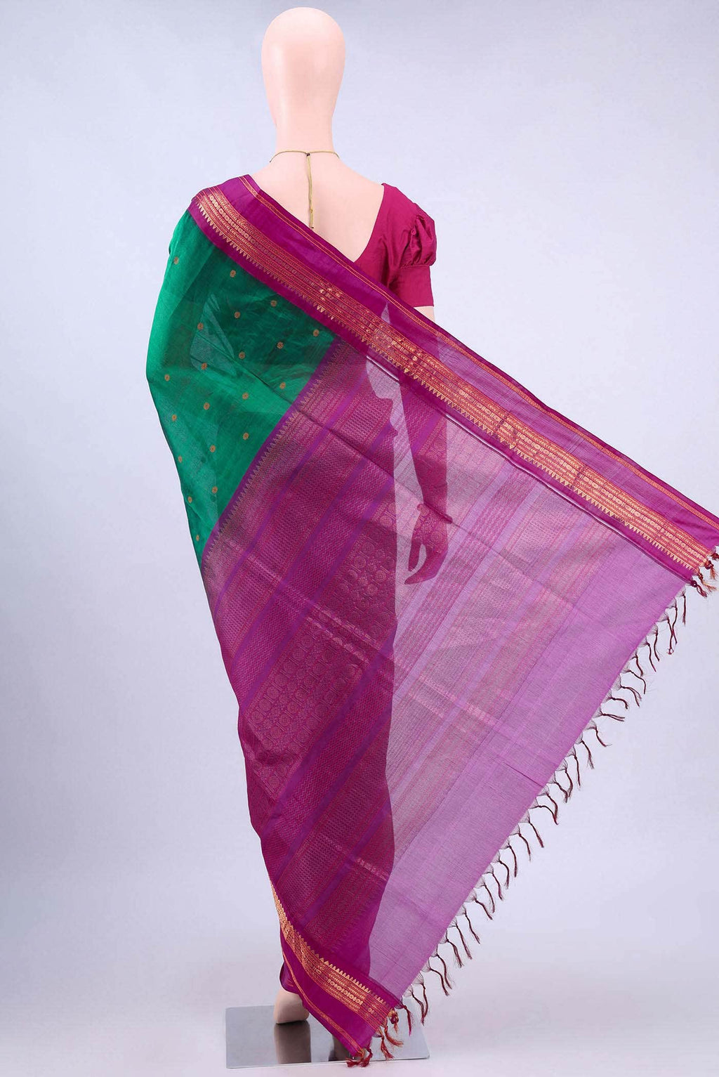 Bottle Green Silk Cotton Saree