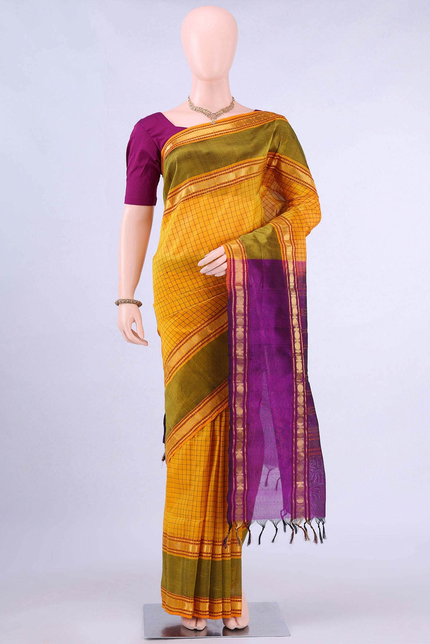 Yellow Silk Cotton Saree