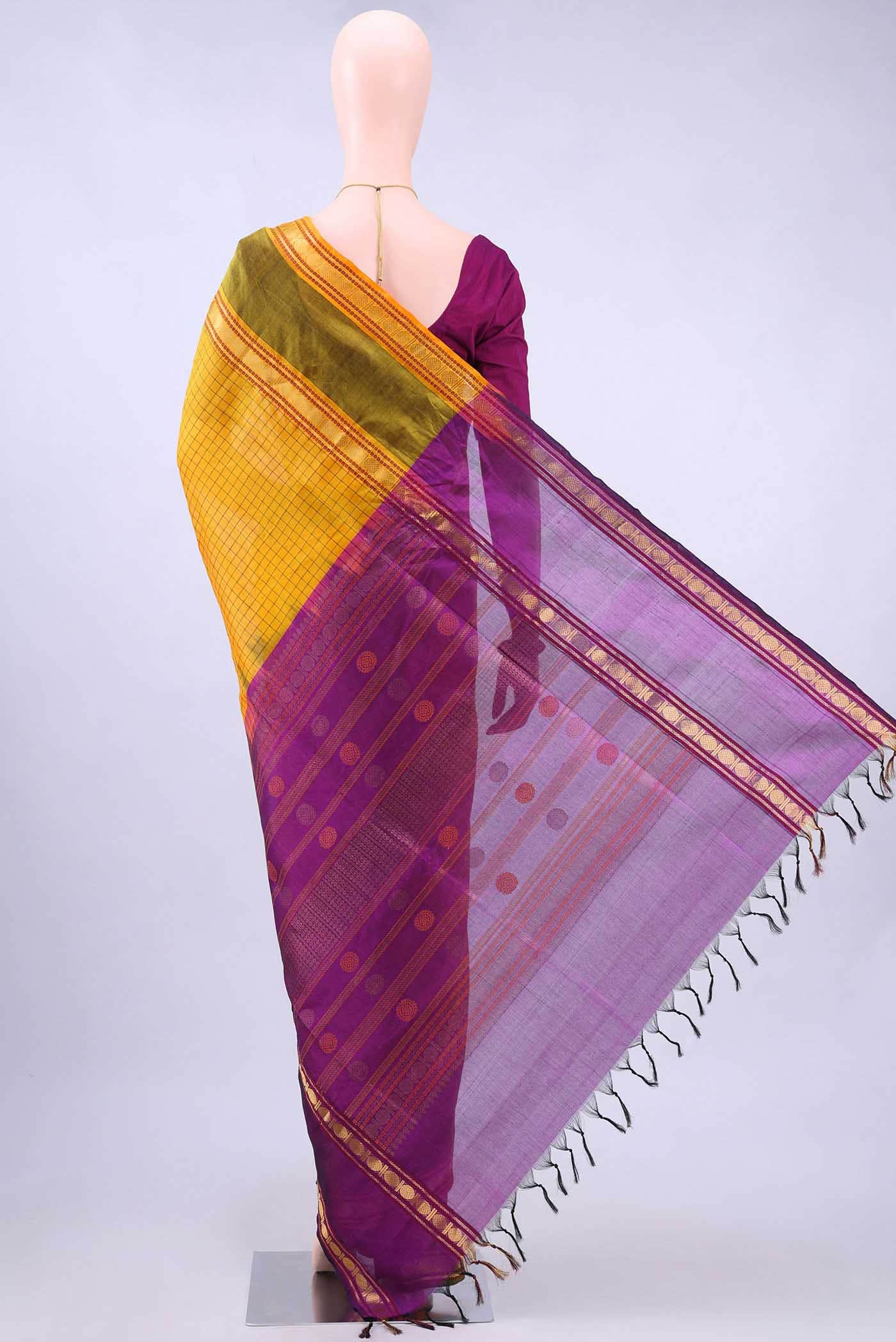 Yellow Silk Cotton Saree