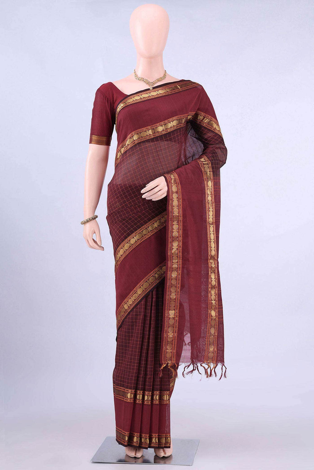 Maroon Silk Cotton Saree