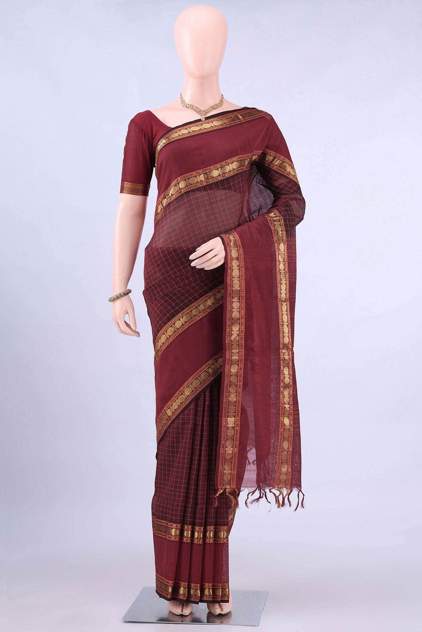 Maroon Silk Cotton Saree
