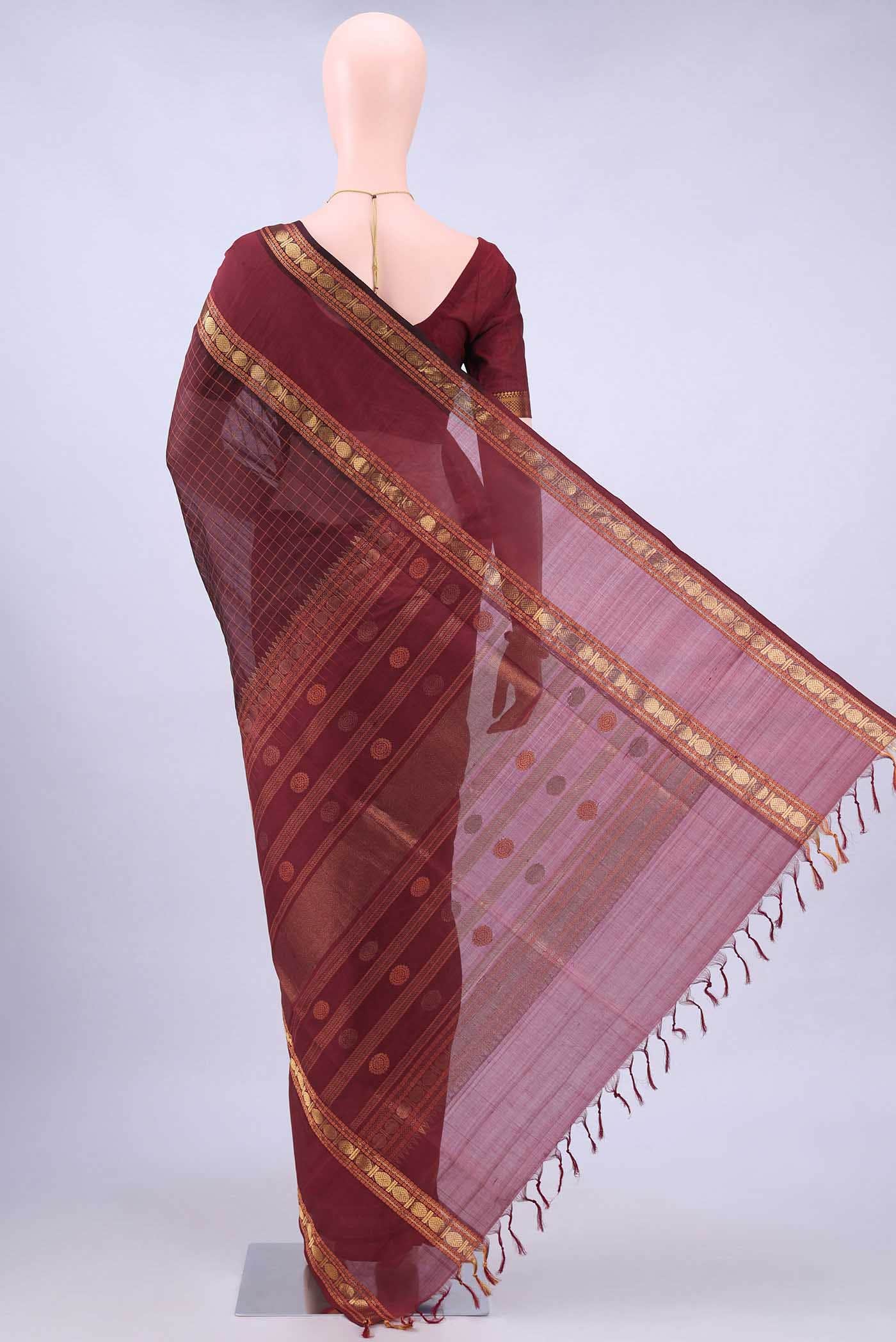 Maroon Silk Cotton Saree