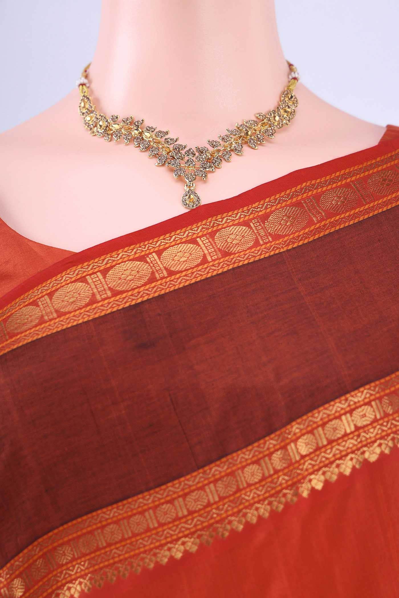 Brick Orange Silk Cotton Saree