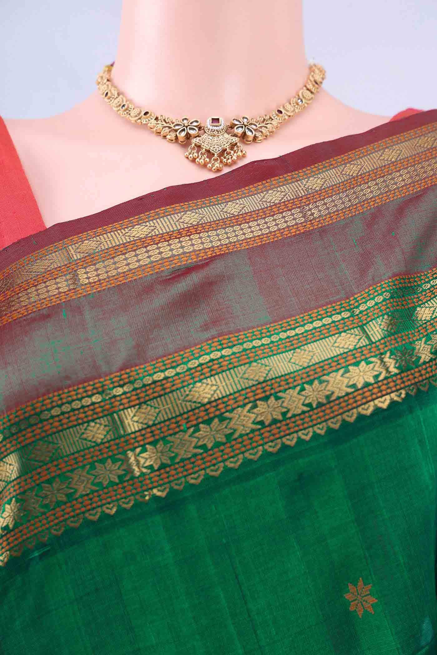Bottle Green Silk Cotton Saree