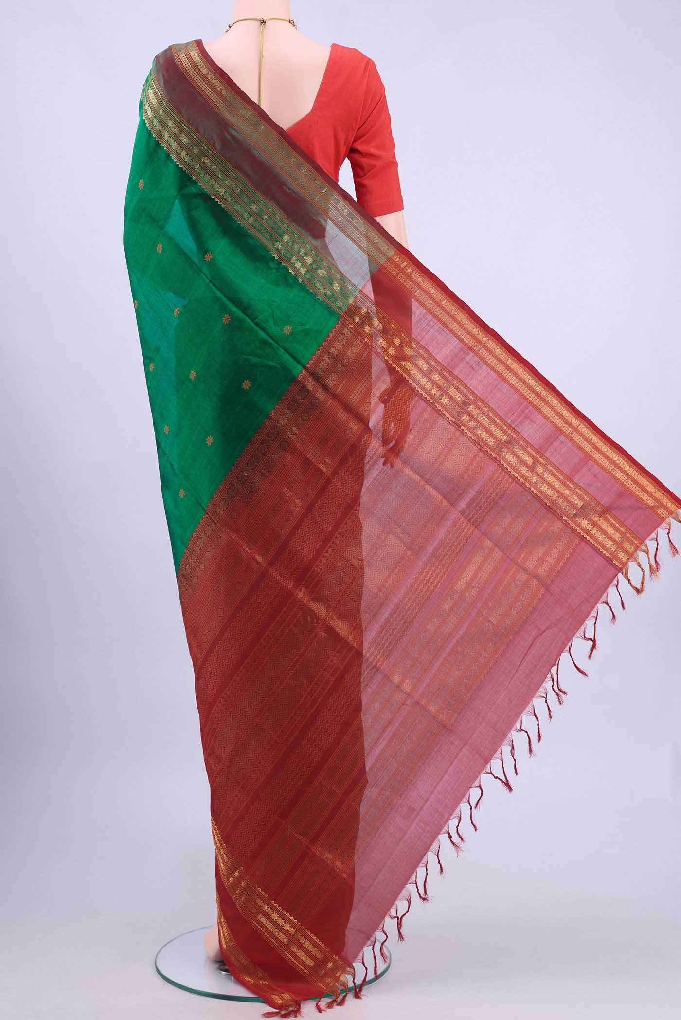 Bottle Green Silk Cotton Saree