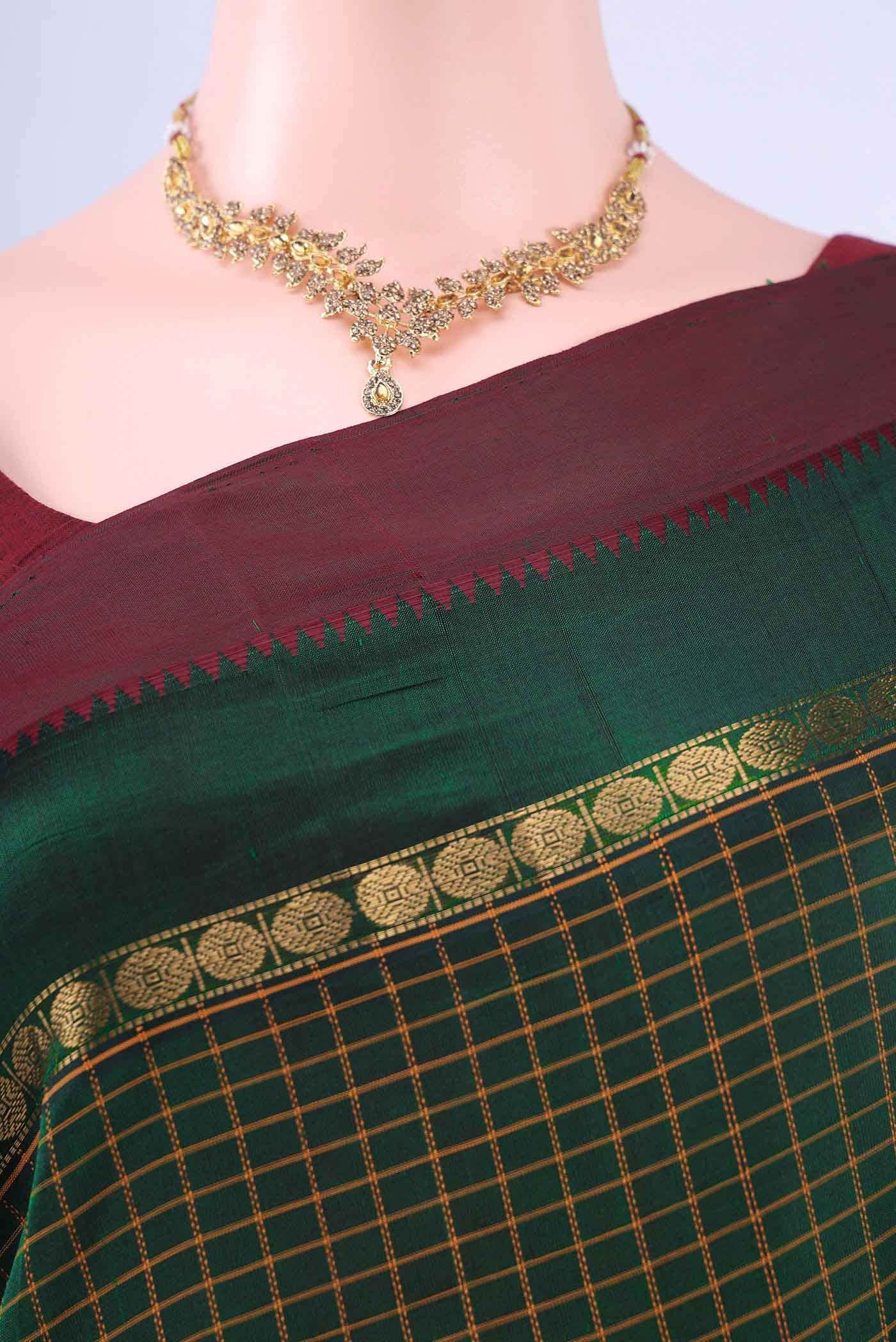 Bottle Green Silk Cotton Saree